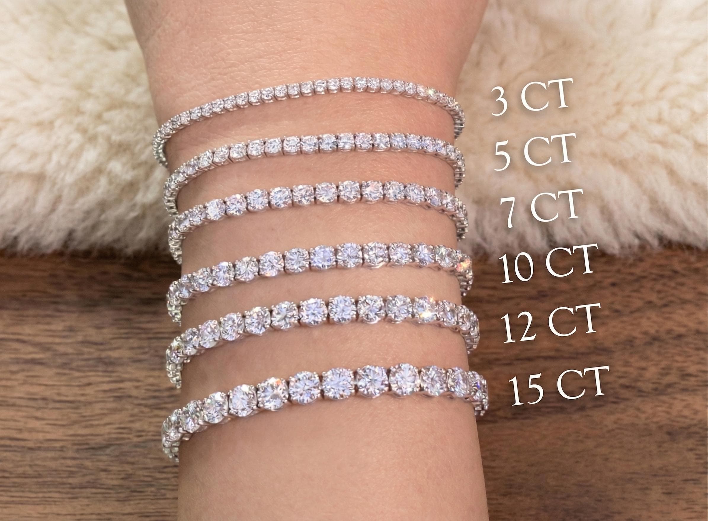 3ct Lab-Grown Diamond Tennis Bracelet in 14K Solid Gold 10
