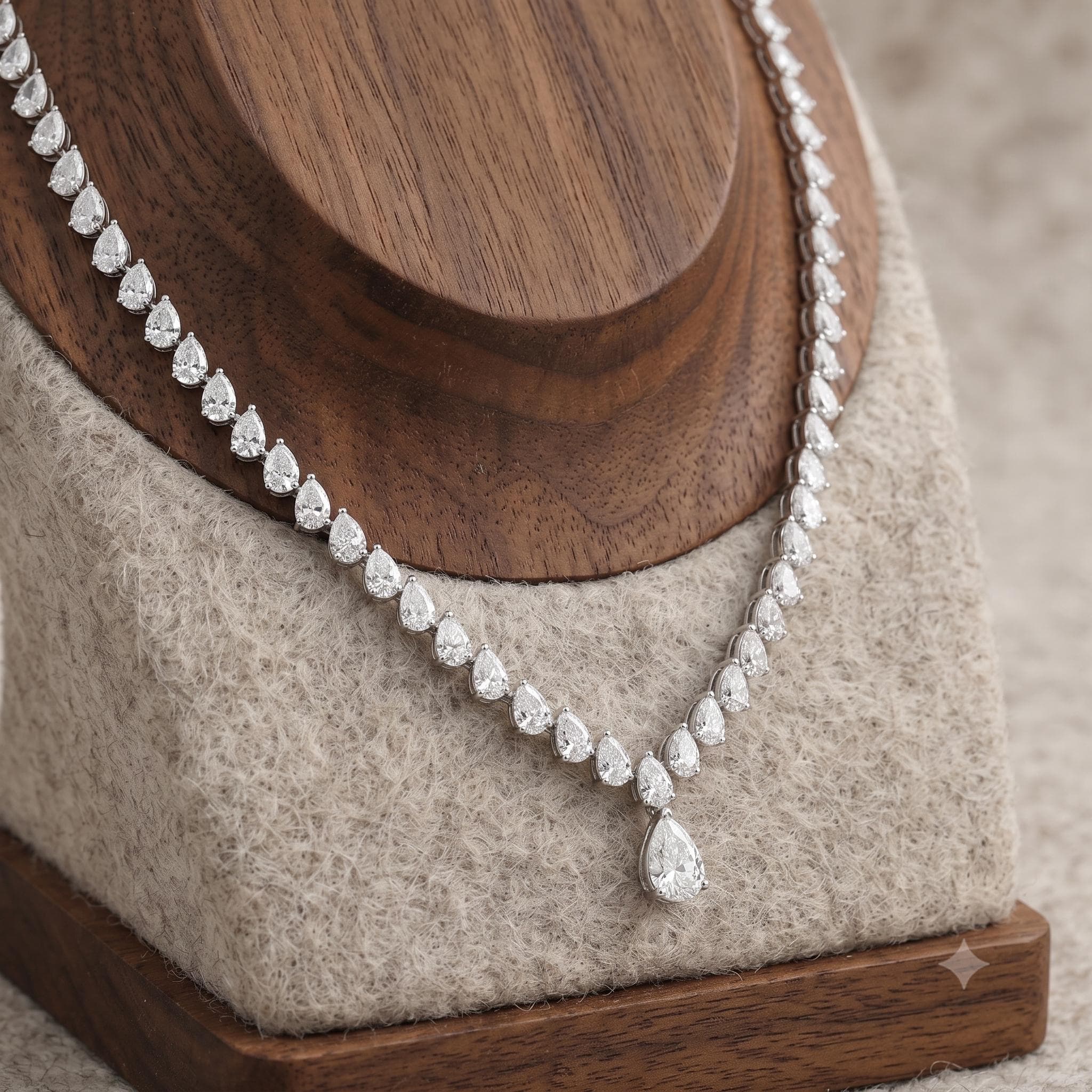 Luxury Waterdrop Pear Cut Moissanite Tennis Necklace, 14K Solid Gold Drop Pendant Tennis Chain, Teardrop Bridal Statement Necklace 5