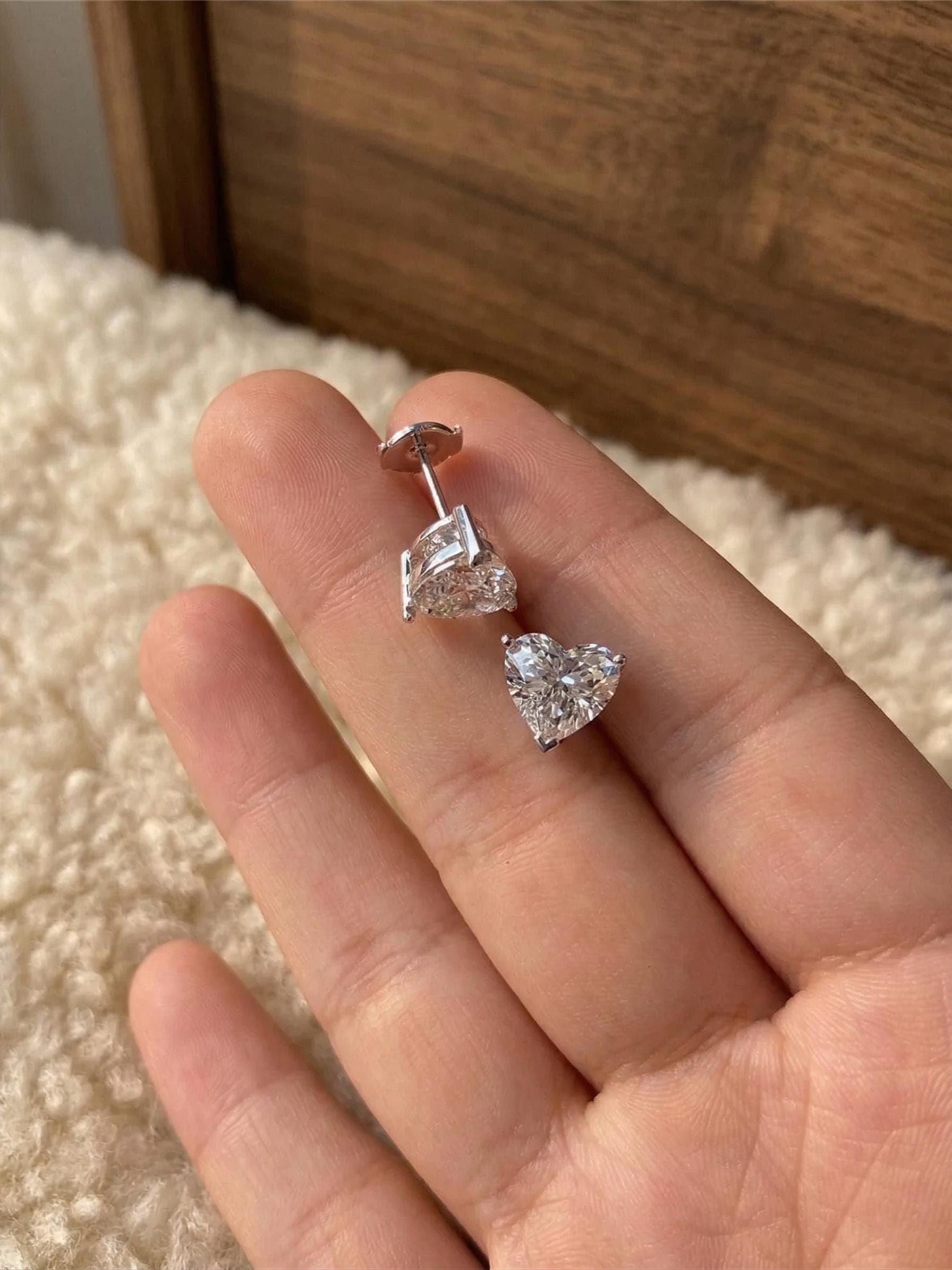 2.00ct Heart-Shaped Lab-Grown Diamond Stud Earrings in 14K Solid Gold 9