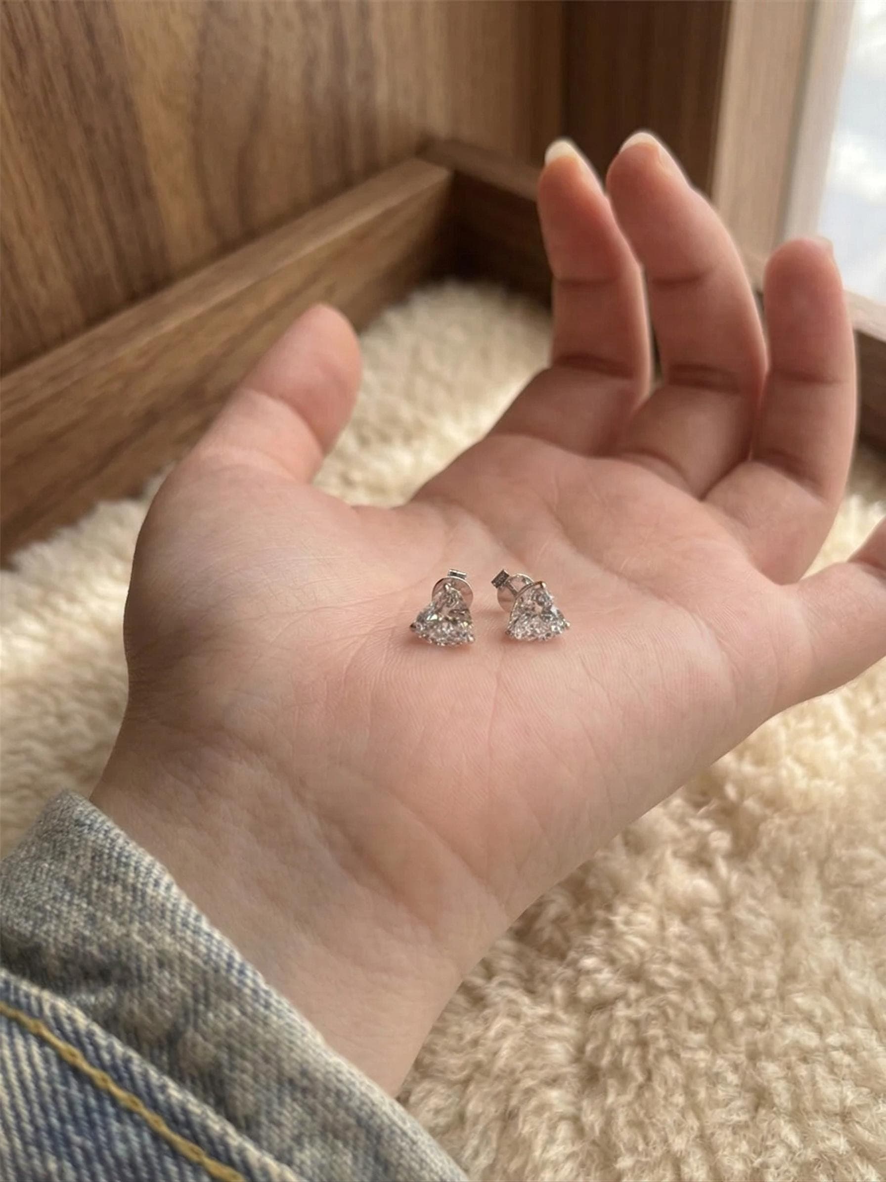 2.00ct Heart-Shaped Lab-Grown Diamond Stud Earrings in 14K Solid Gold 4
