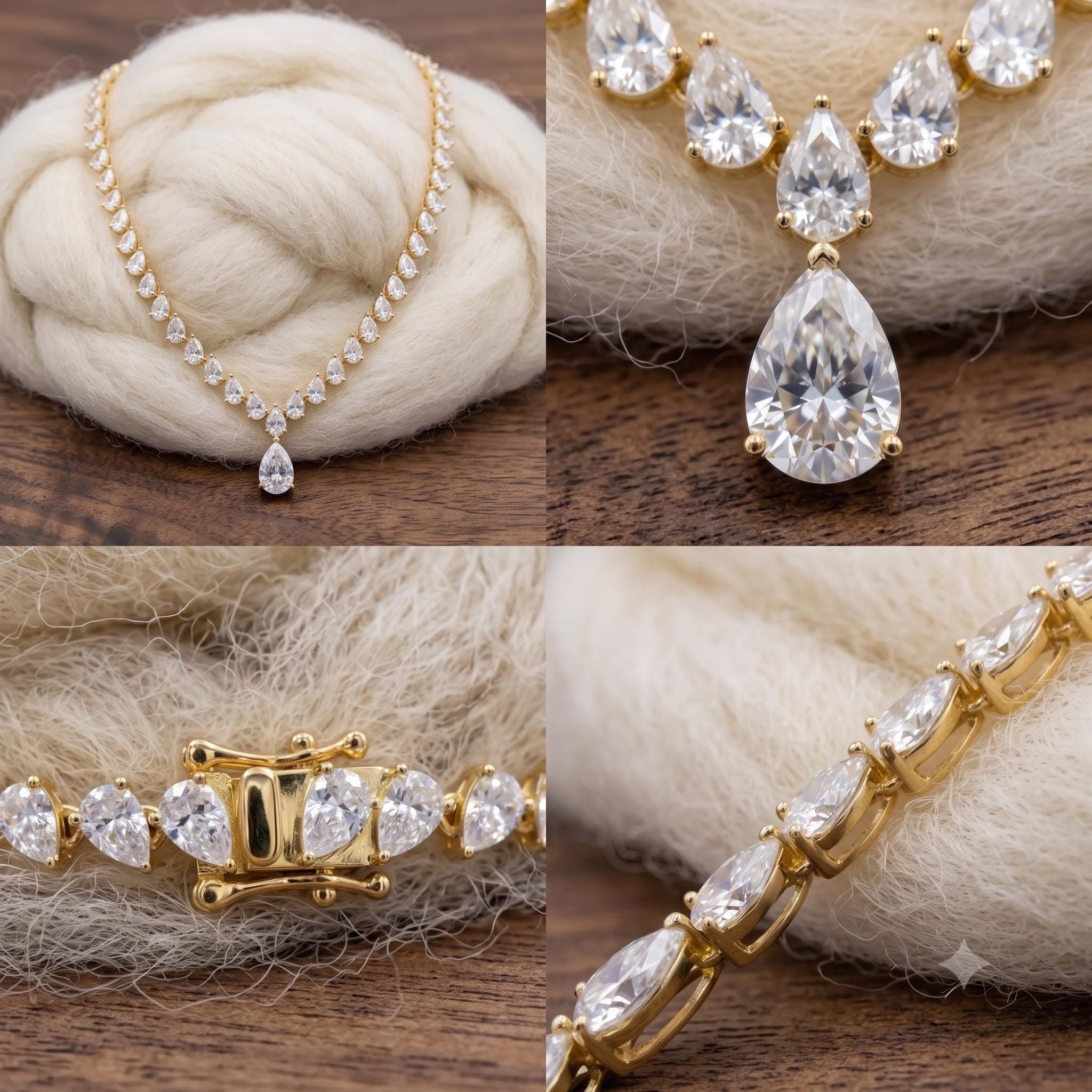 Luxury Waterdrop Pear Cut Moissanite Tennis Necklace, 14K Solid Gold Drop Pendant Tennis Chain, Teardrop Bridal Statement Necklace 6