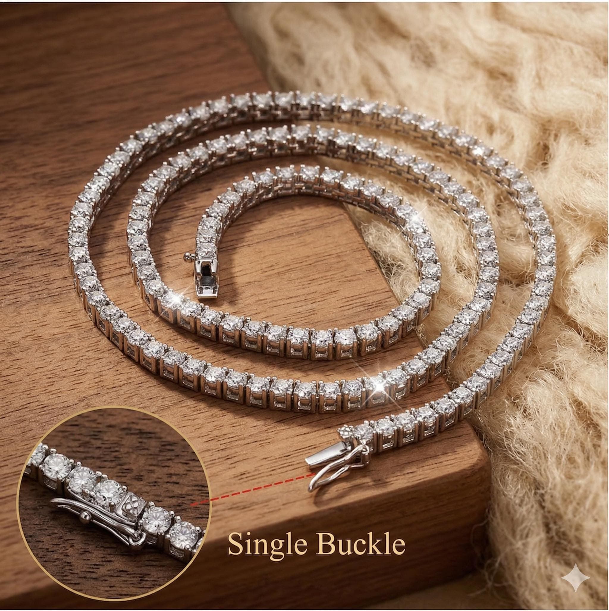Round Brilliant Moissanite Tennis Bracelet in Sterling Silver