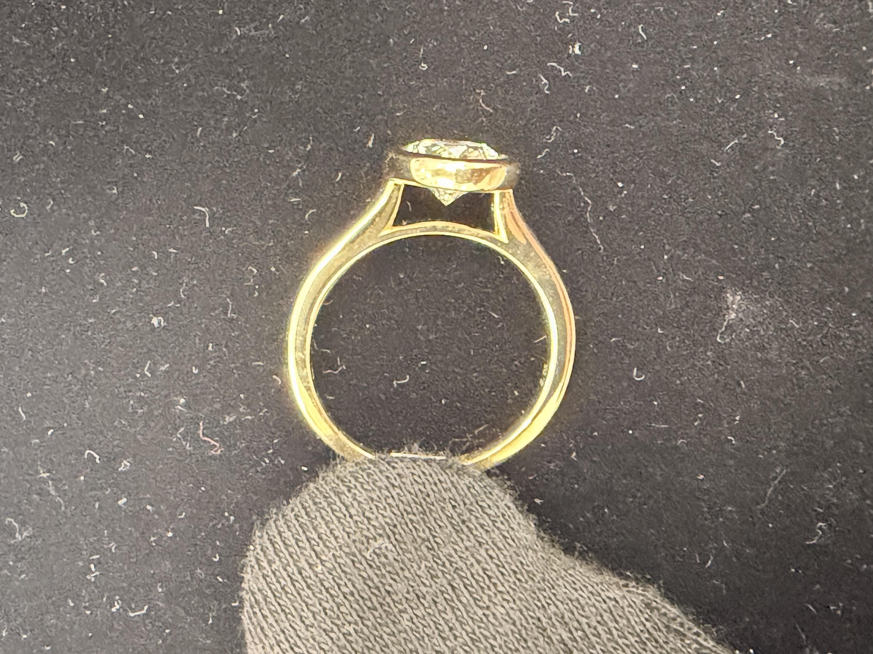 Oval Bezel Set Lab Grown Diamond Engagement Ring, 14K Solid Yellow Gold Bezel Solitaire Ring, Unique Bridal Jewelry Gift 9