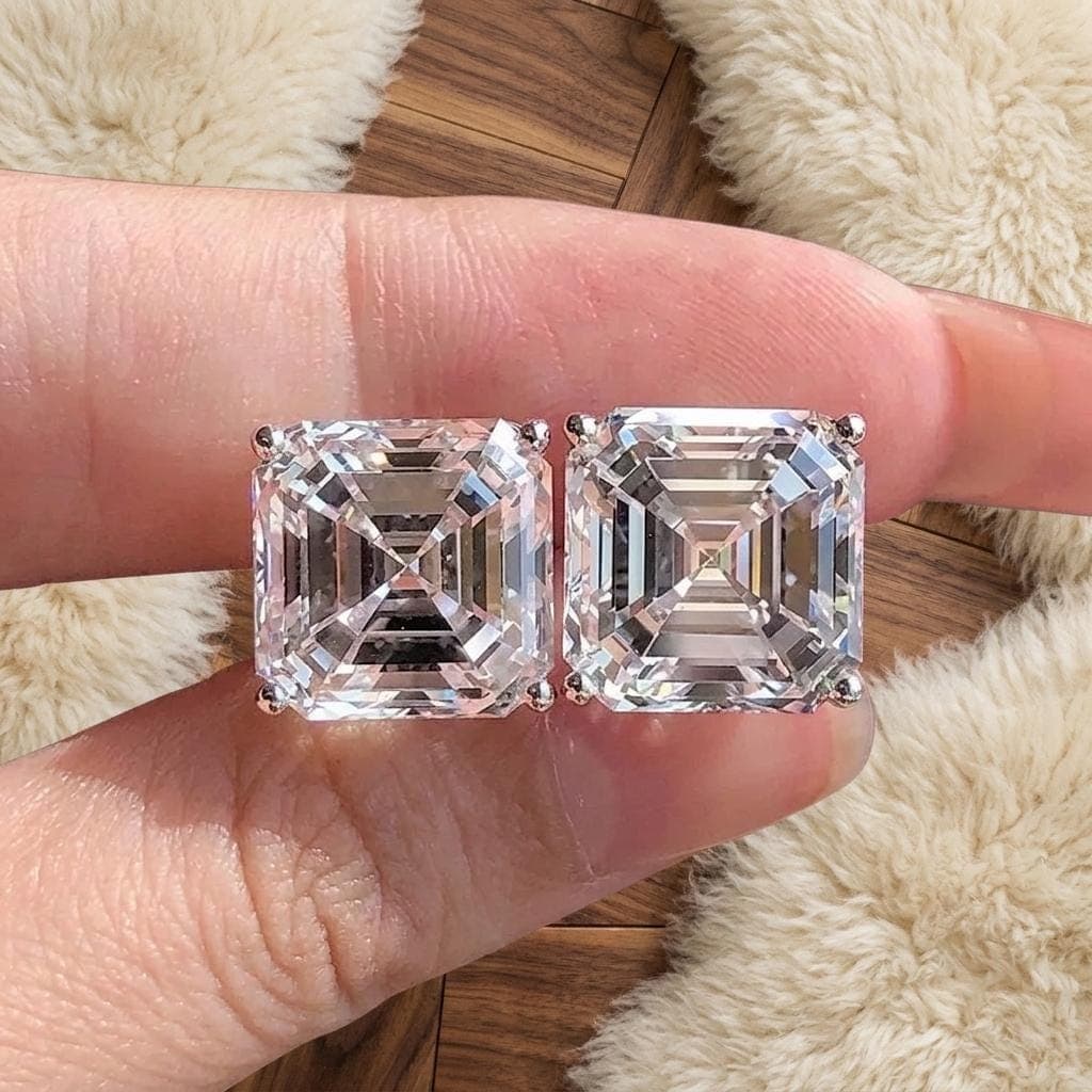 5.00ct Emerald Lab-Grown Diamond Stud Earrings in 14K Solid Gold