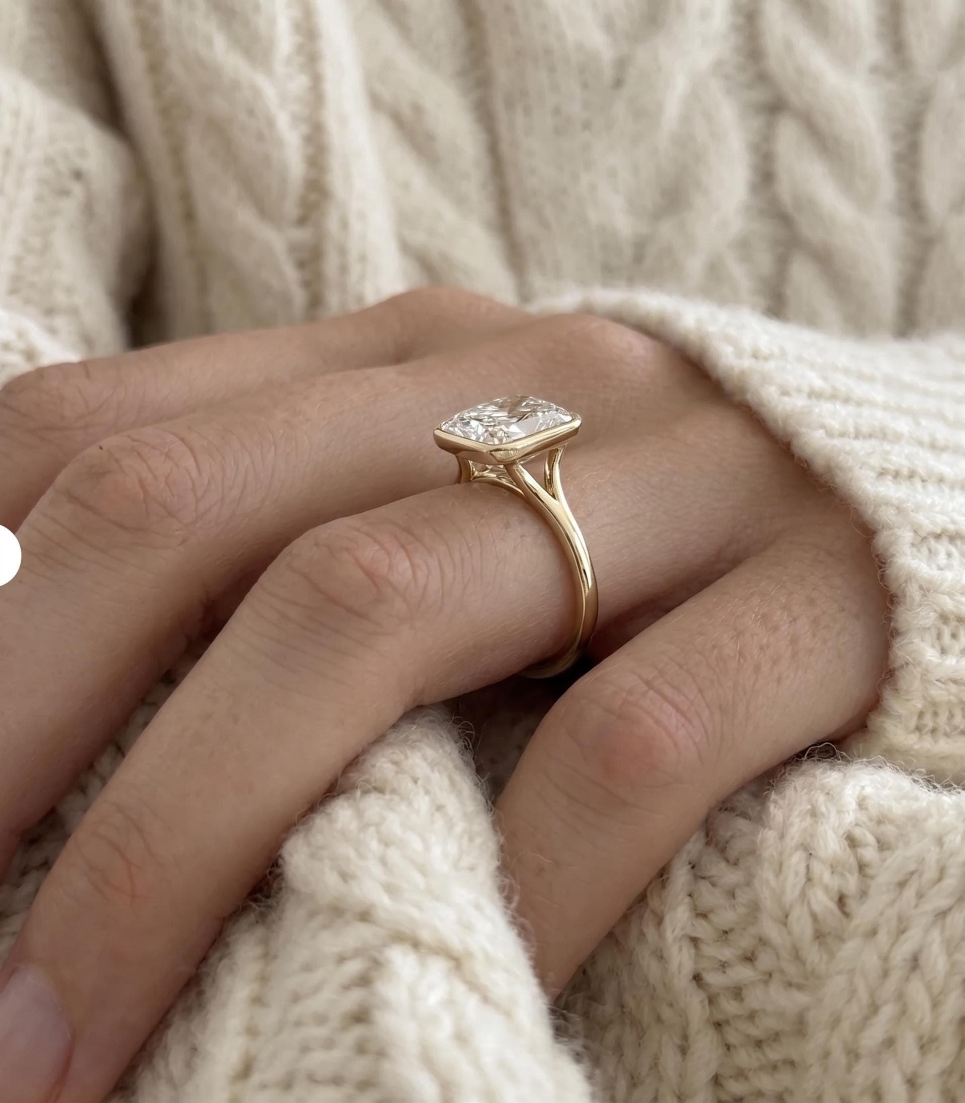 4ct Cushion Lab-Grown Diamond Bezel Engagement Ring in 14K Solid Gold 11