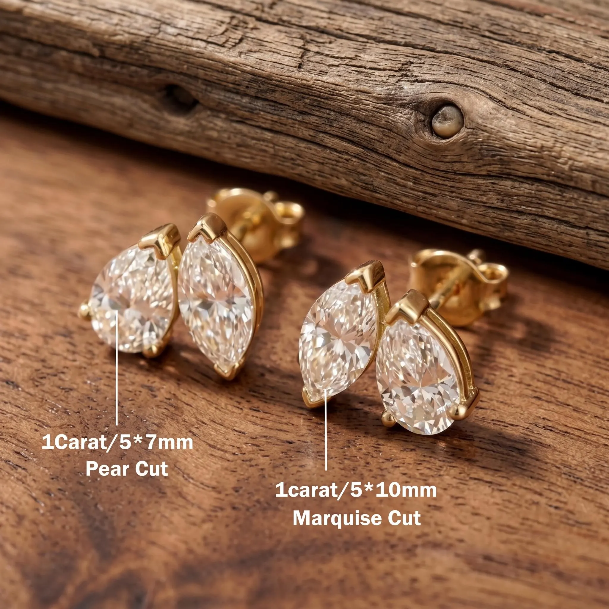 Pear & Marquise Lab-Grown Diamond Toi et Moi Stud Earrings in 14K Gold jewellery by VelvetCarat Co