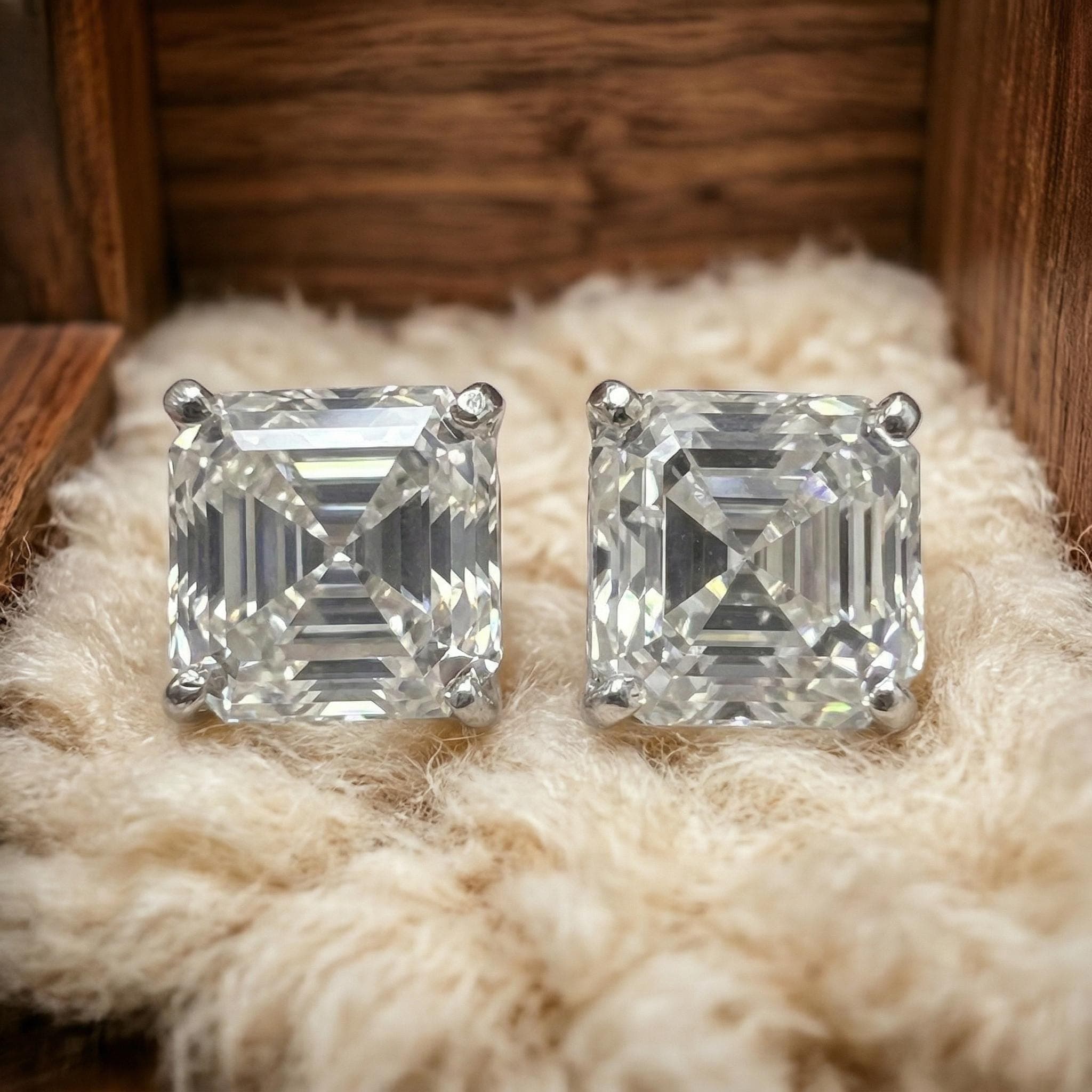 5.00ct Emerald Lab-Grown Diamond Stud Earrings in 14K Solid Gold 5