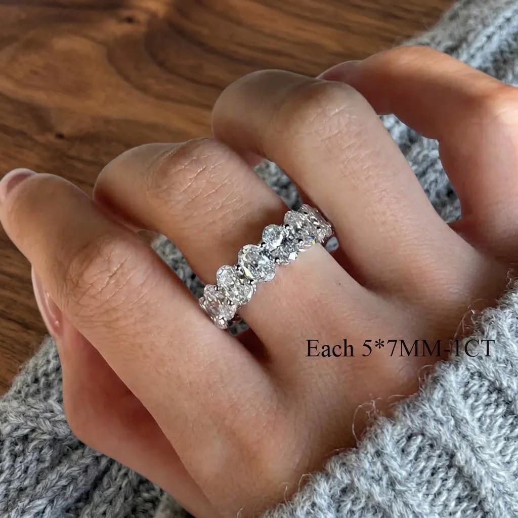 Oval Lab-Grown Diamond Eternity Band in 14K Solid White Gold — Lab Grown Diamond jewellery by VelvetCarat Co