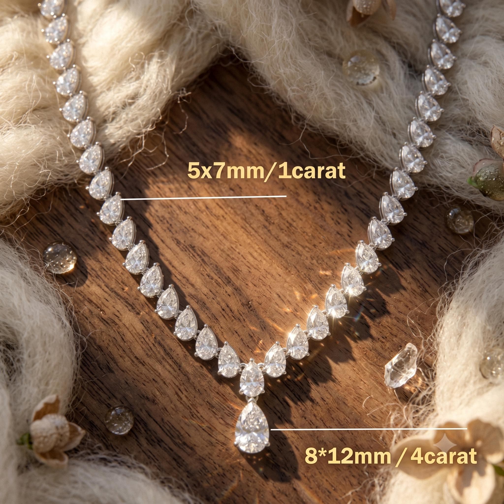Luxury Waterdrop Pear Cut Moissanite Tennis Necklace, 14K Solid Gold Drop Pendant Tennis Chain, Teardrop Bridal Statement Necklace 13