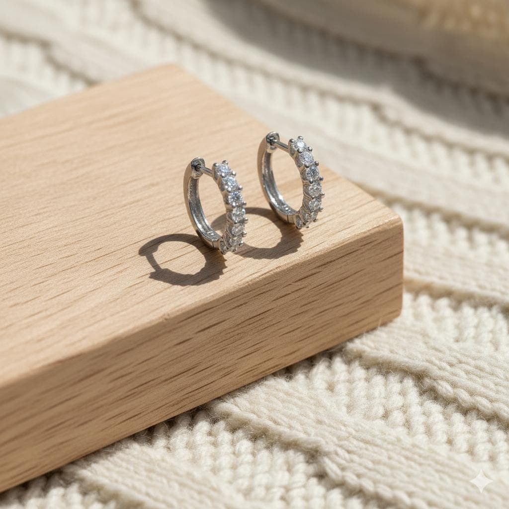Lab-Grown Diamond Pavé Huggie Hoop Earrings in 14K Solid Gold