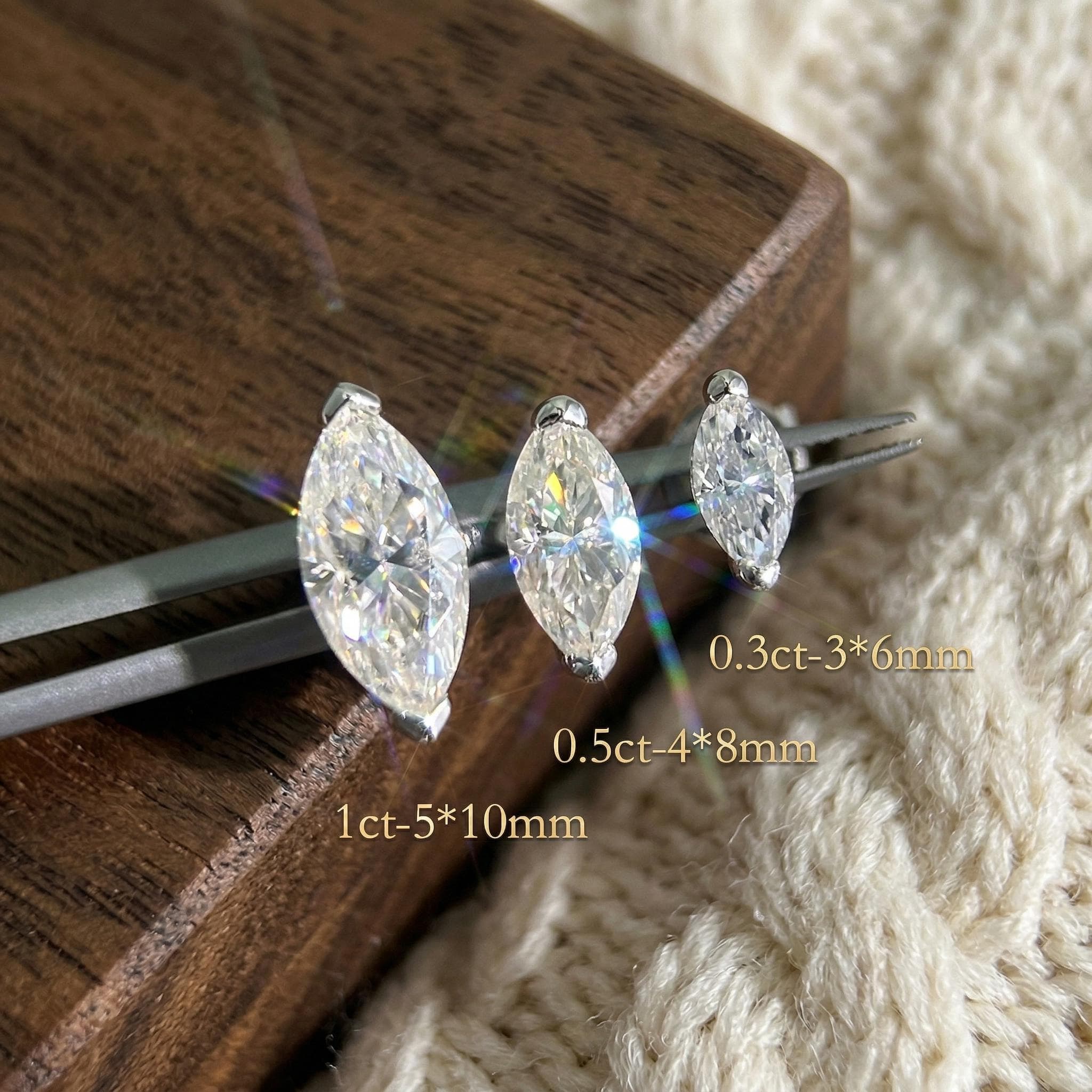 2ct Marquise Lab-Grown Diamond Stud Earrings in 14K Solid Gold 6