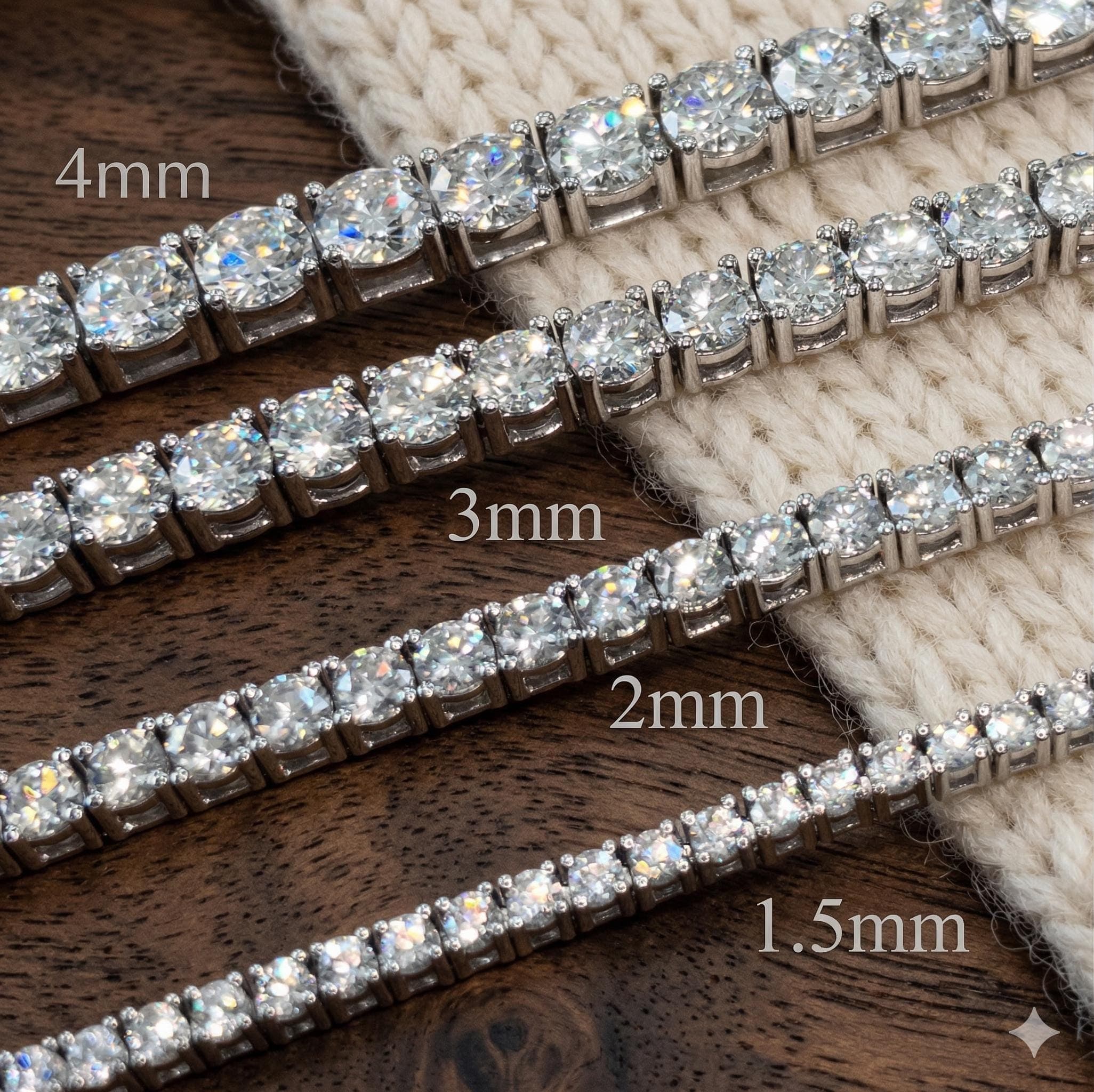 Round Brilliant Moissanite Tennis Bracelet in Sterling Silver 8