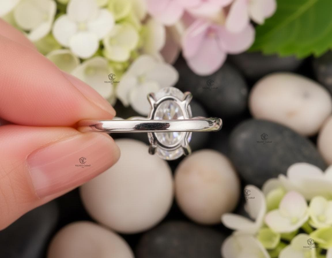 1.5ct Oval Moissanite Pavé Engagement Ring in 14K Solid Gold 7