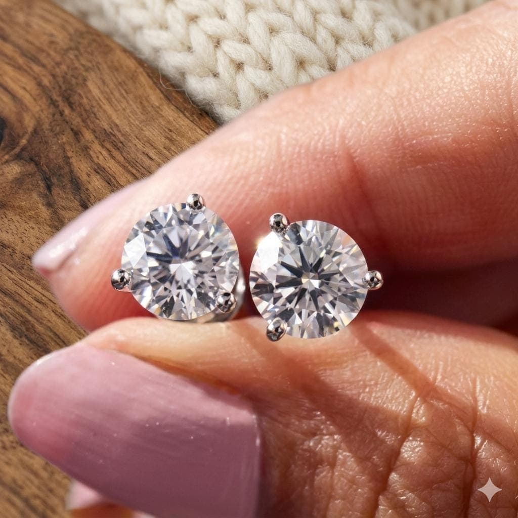 Round Brilliant Lab-Grown Diamond Solitaire Stud Earrings in 14K…