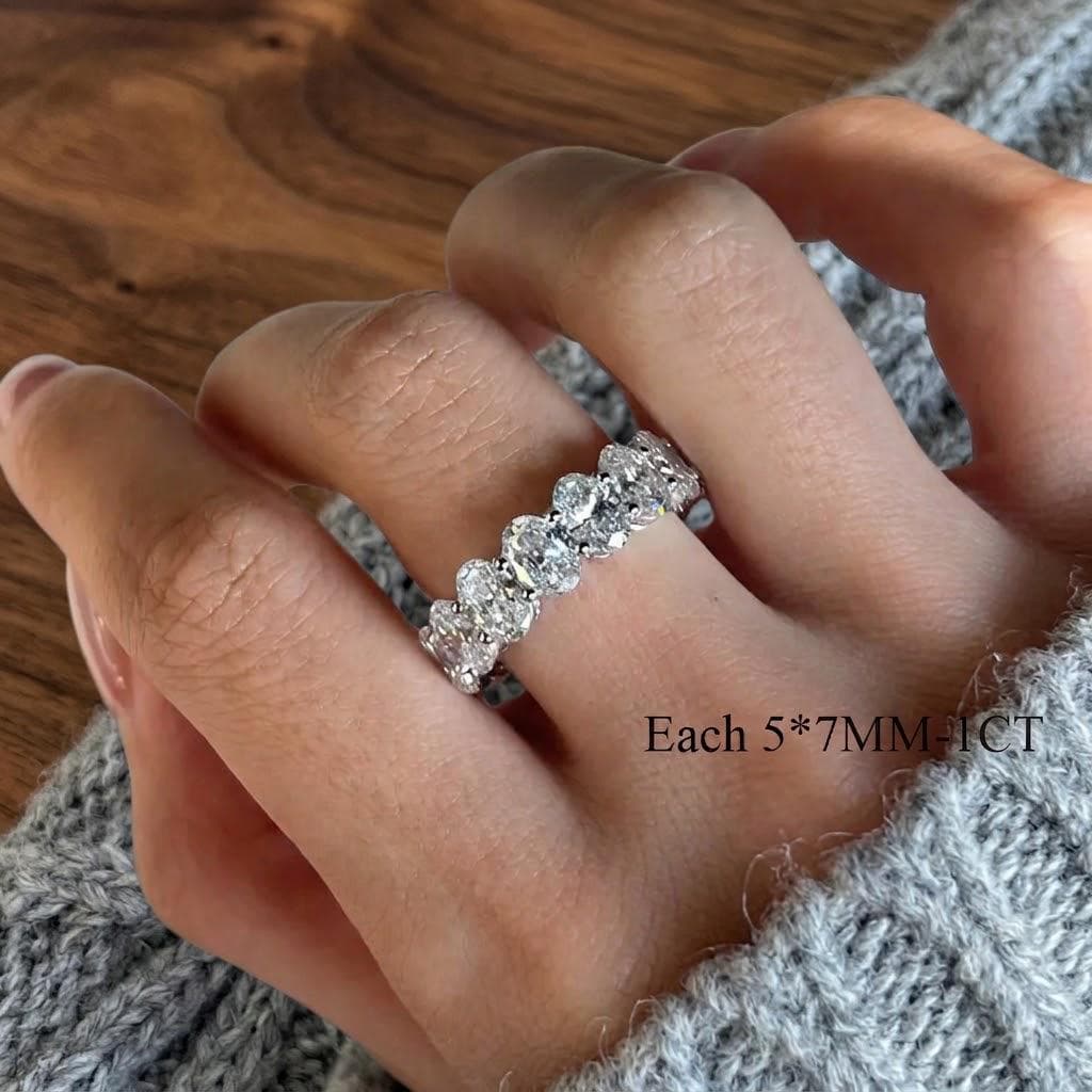 Oval Lab-Grown Diamond Eternity Band in 14K Solid White Gold — Lab Grown Diamond jewellery by VelvetCarat Co