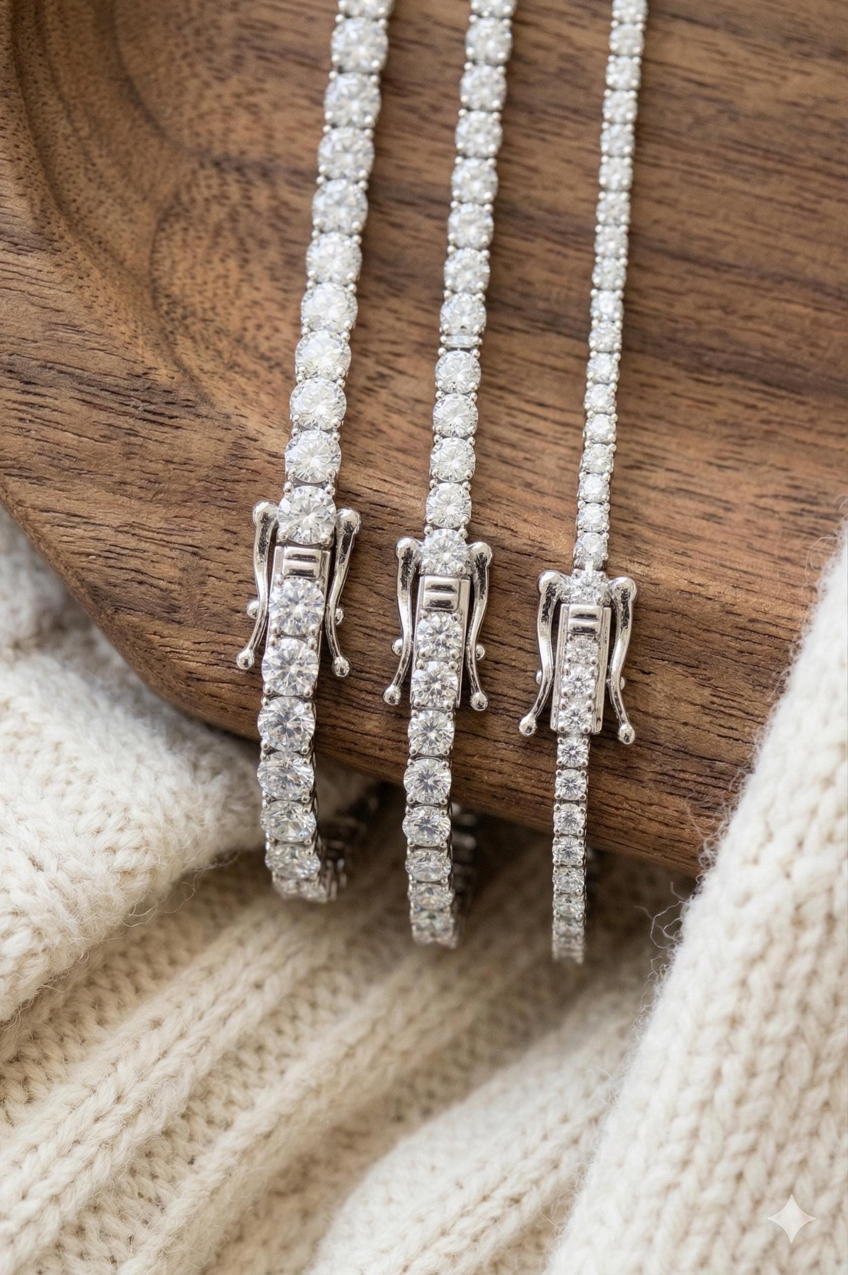 Round Brilliant Moissanite Tennis Bracelet in Sterling Silver 10