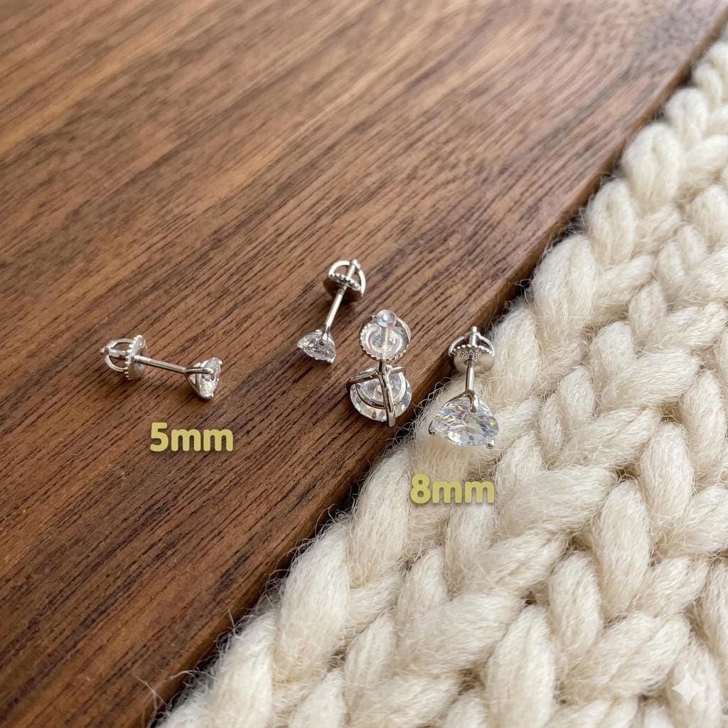 Round Brilliant Lab-Grown Diamond Solitaire Stud Earrings in 14K… 10