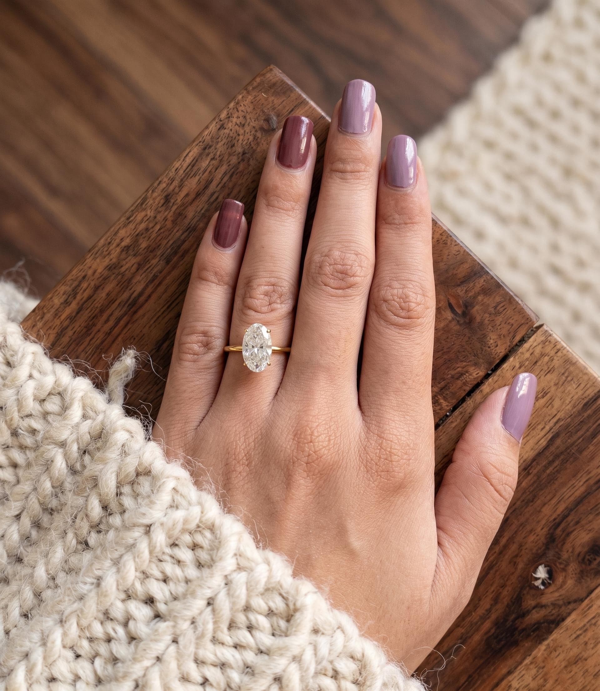 Oval Moissanite Solitaire Engagement Ring in 14K Solid Gold