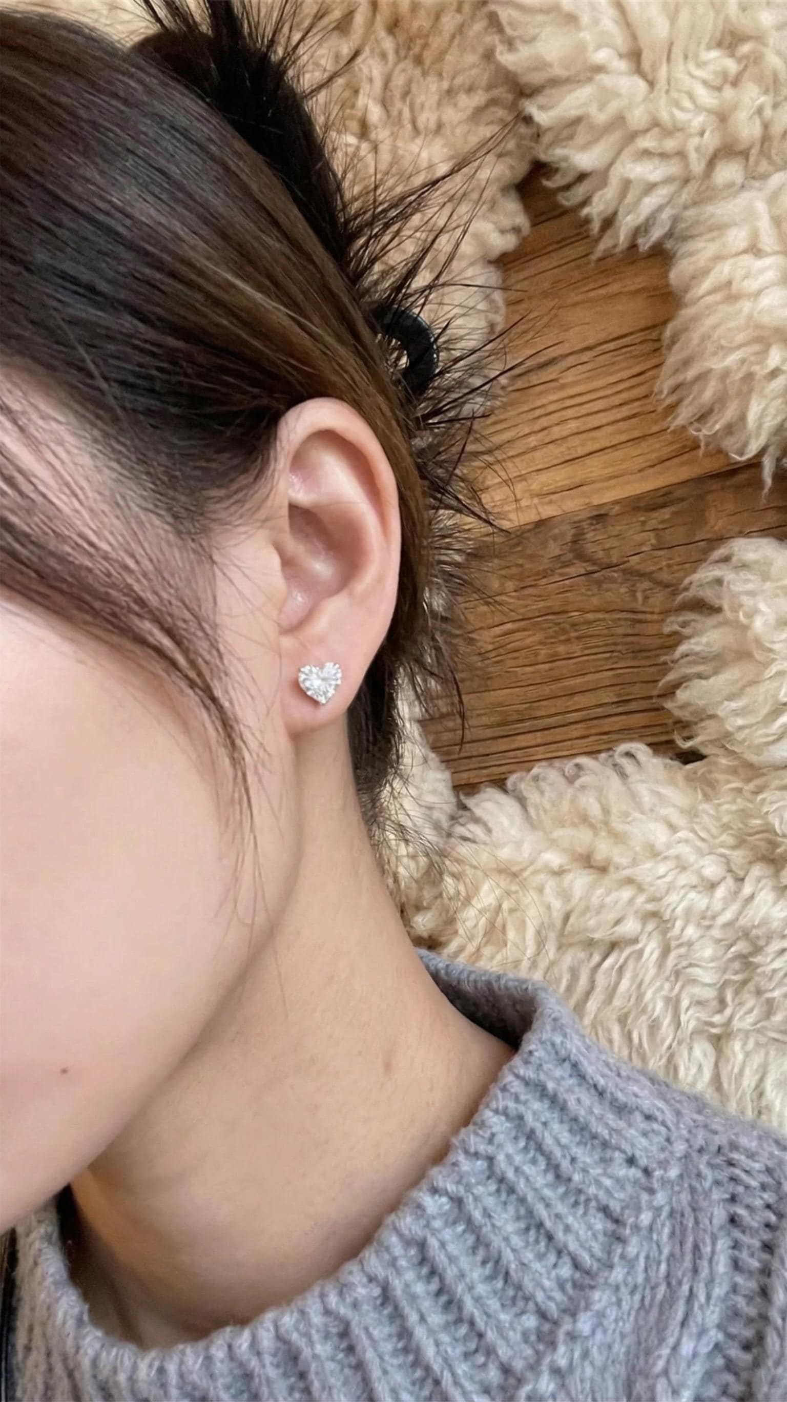 2.00ct Heart-Shaped Lab-Grown Diamond Stud Earrings in 14K Solid Gold 8