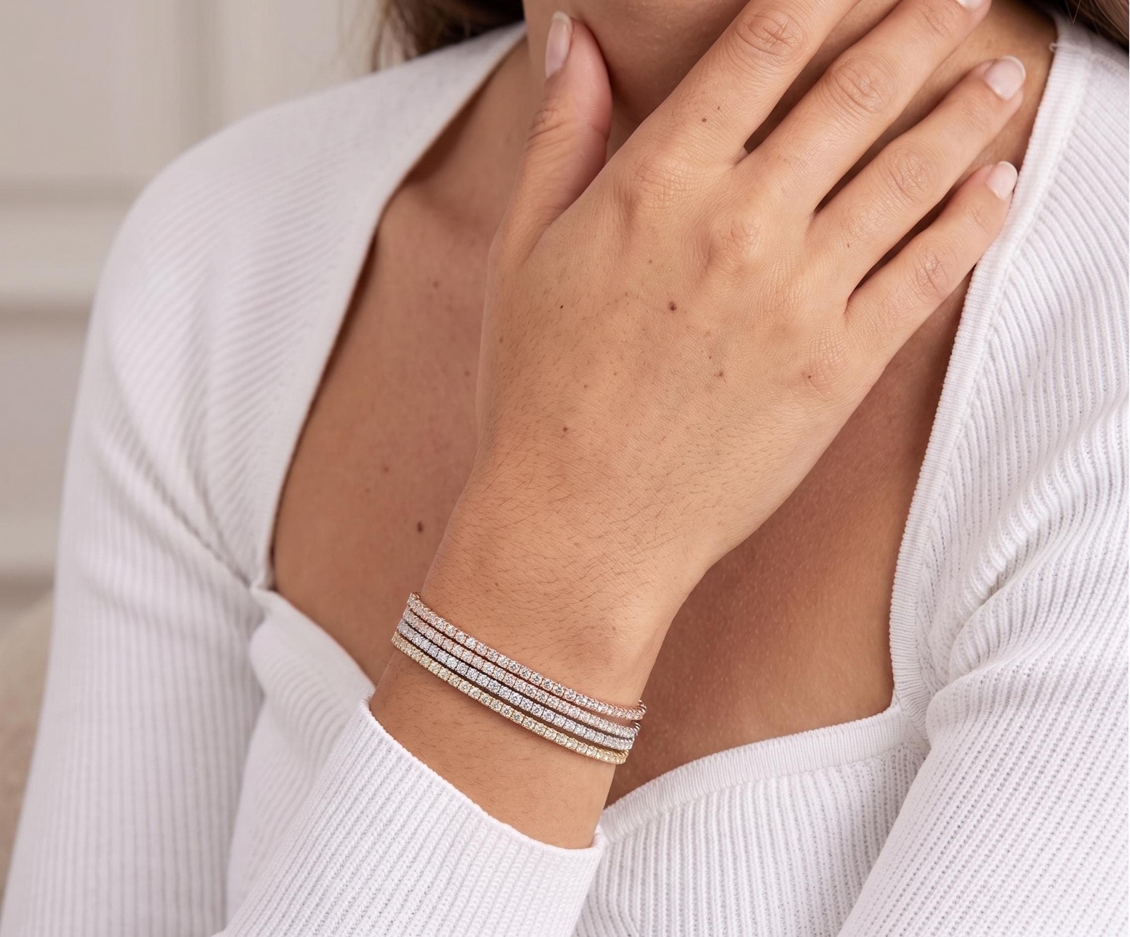 Round Brilliant Moissanite Tennis Bracelet in Sterling Silver 11
