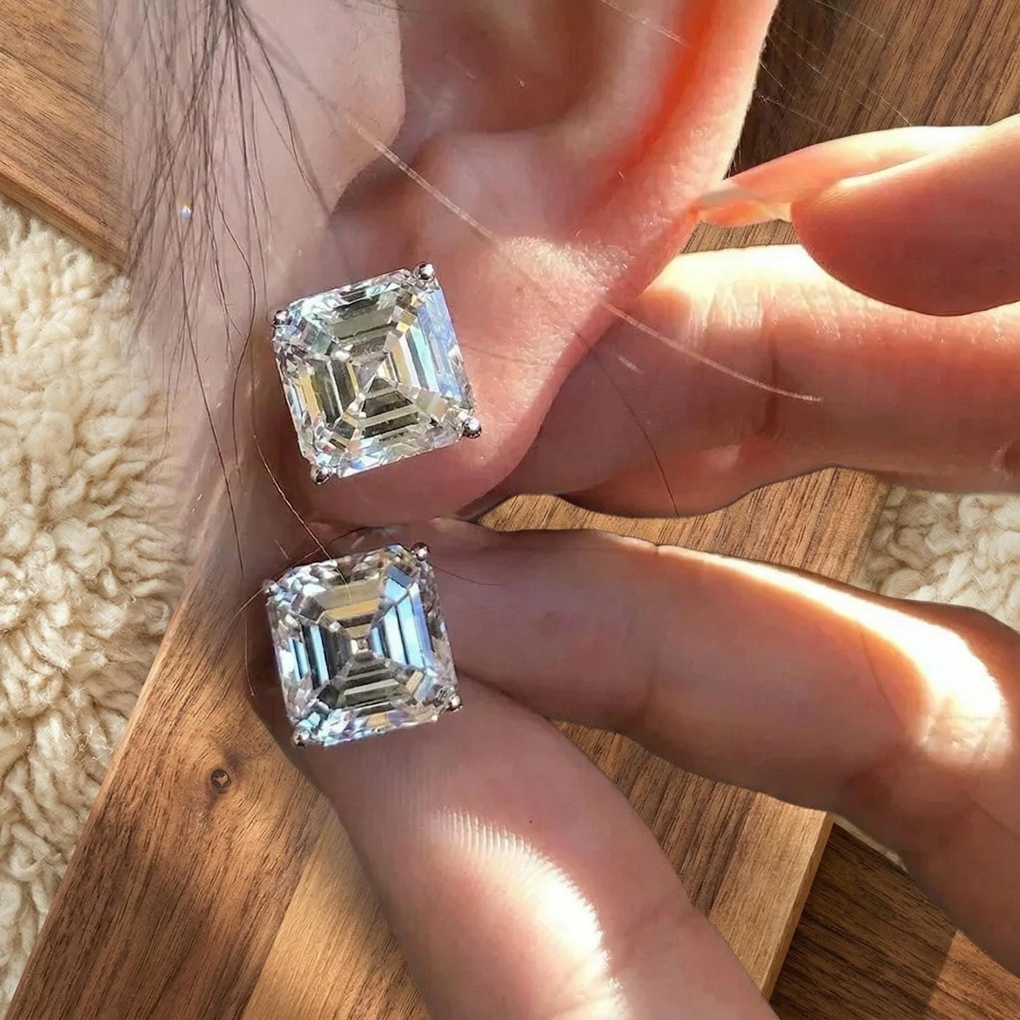 5.00ct Emerald Lab-Grown Diamond Stud Earrings in 14K Solid Gold