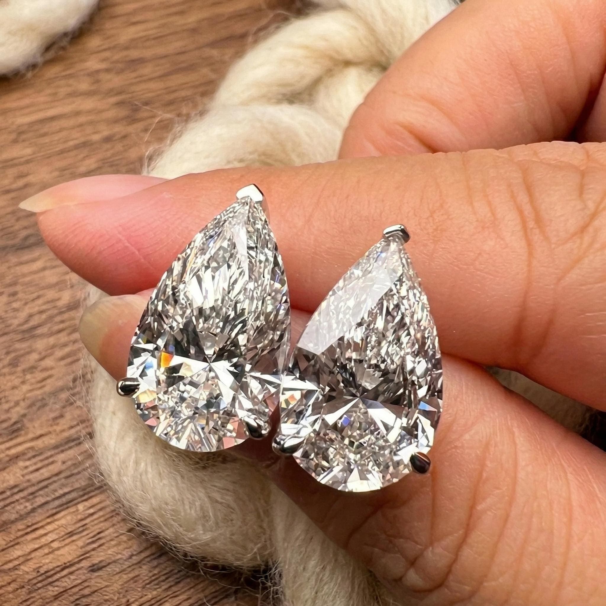 4ct Pear Lab-Grown Diamond Stud Earrings in 14K Solid Gold