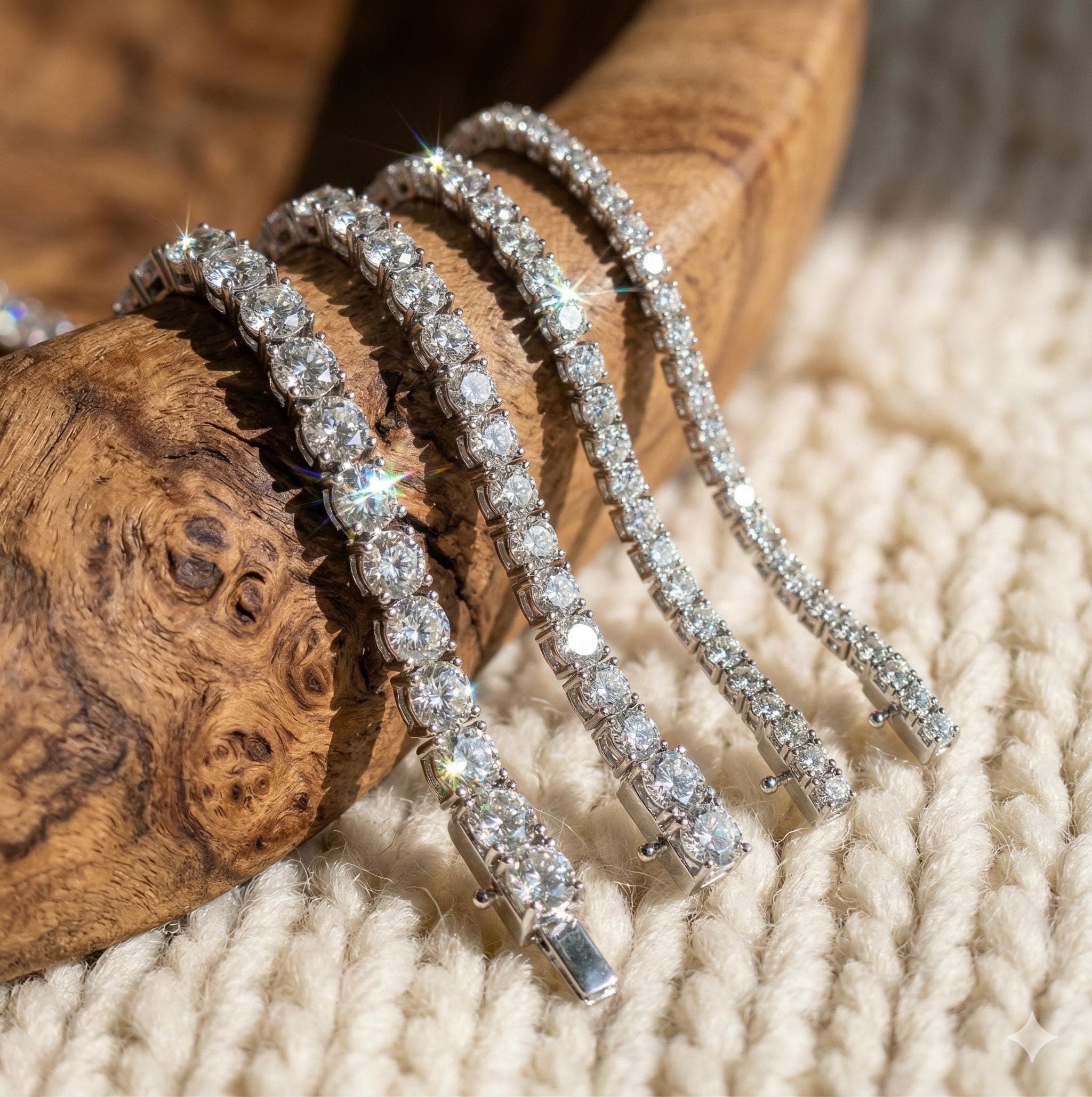 Round Brilliant Moissanite Tennis Bracelet in Sterling Silver 7