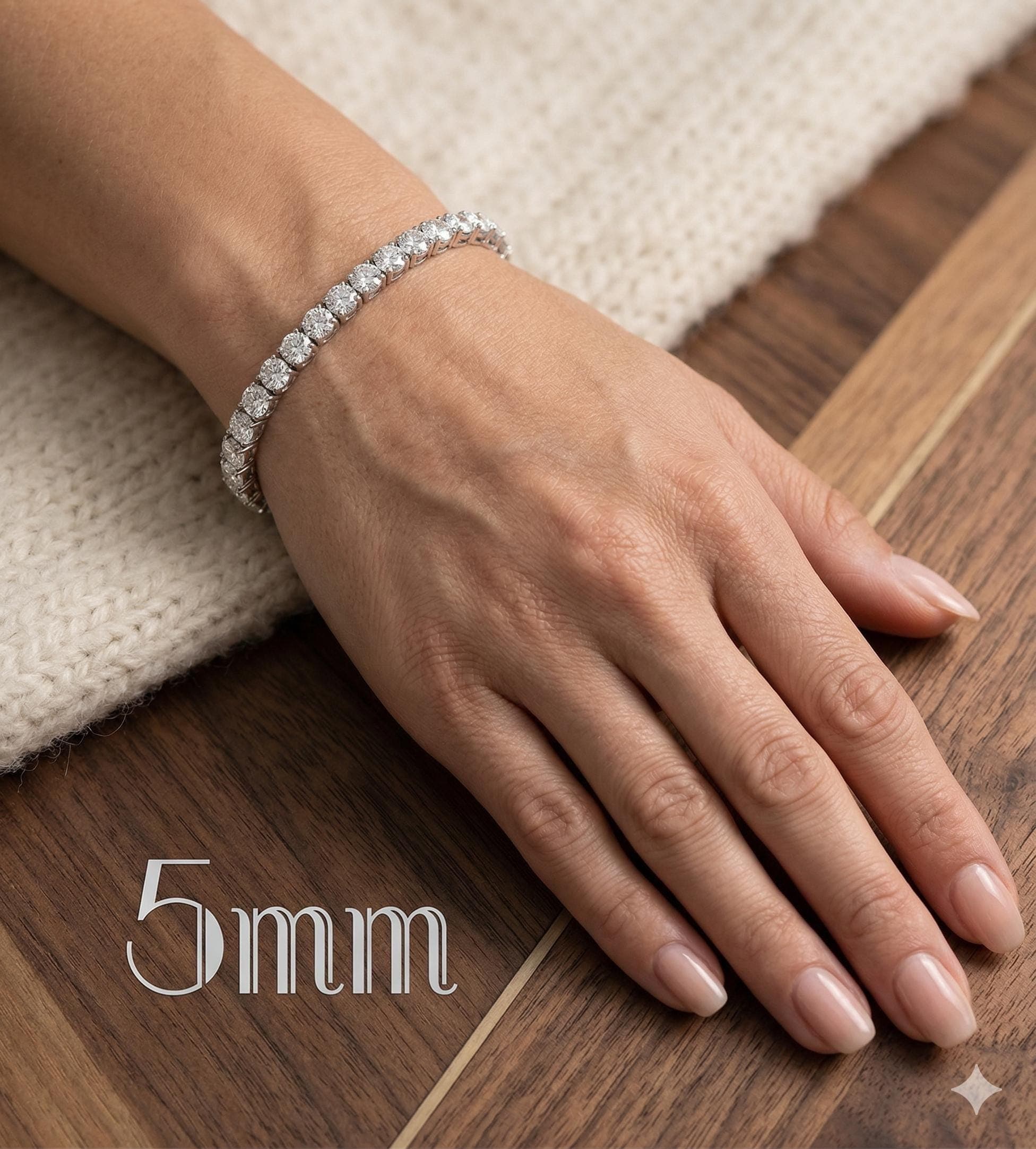 Round Brilliant Moissanite Tennis Bracelet in Sterling Silver 5