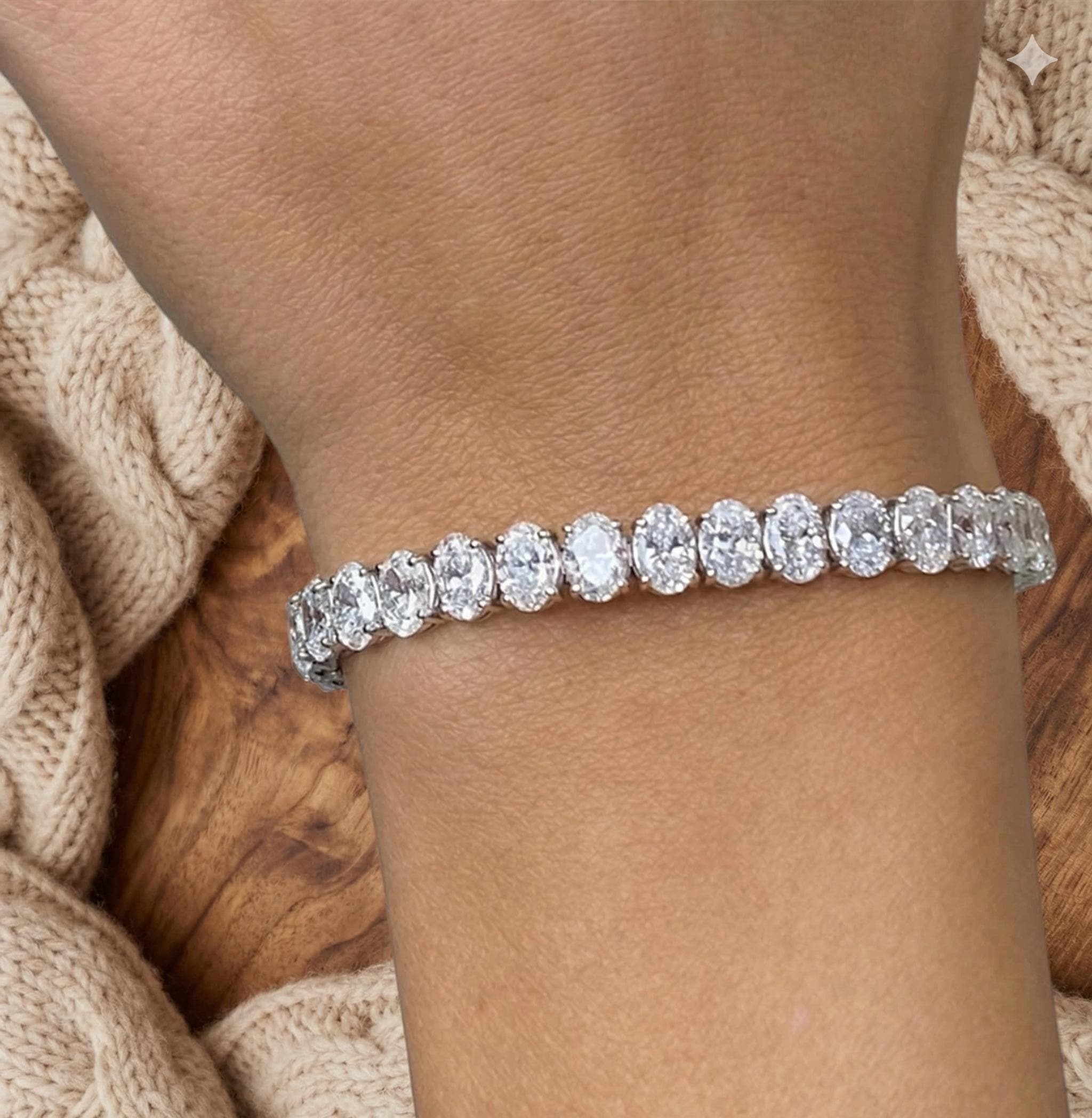 Oval Moissanite Tennis Bracelet in Sterling Silver