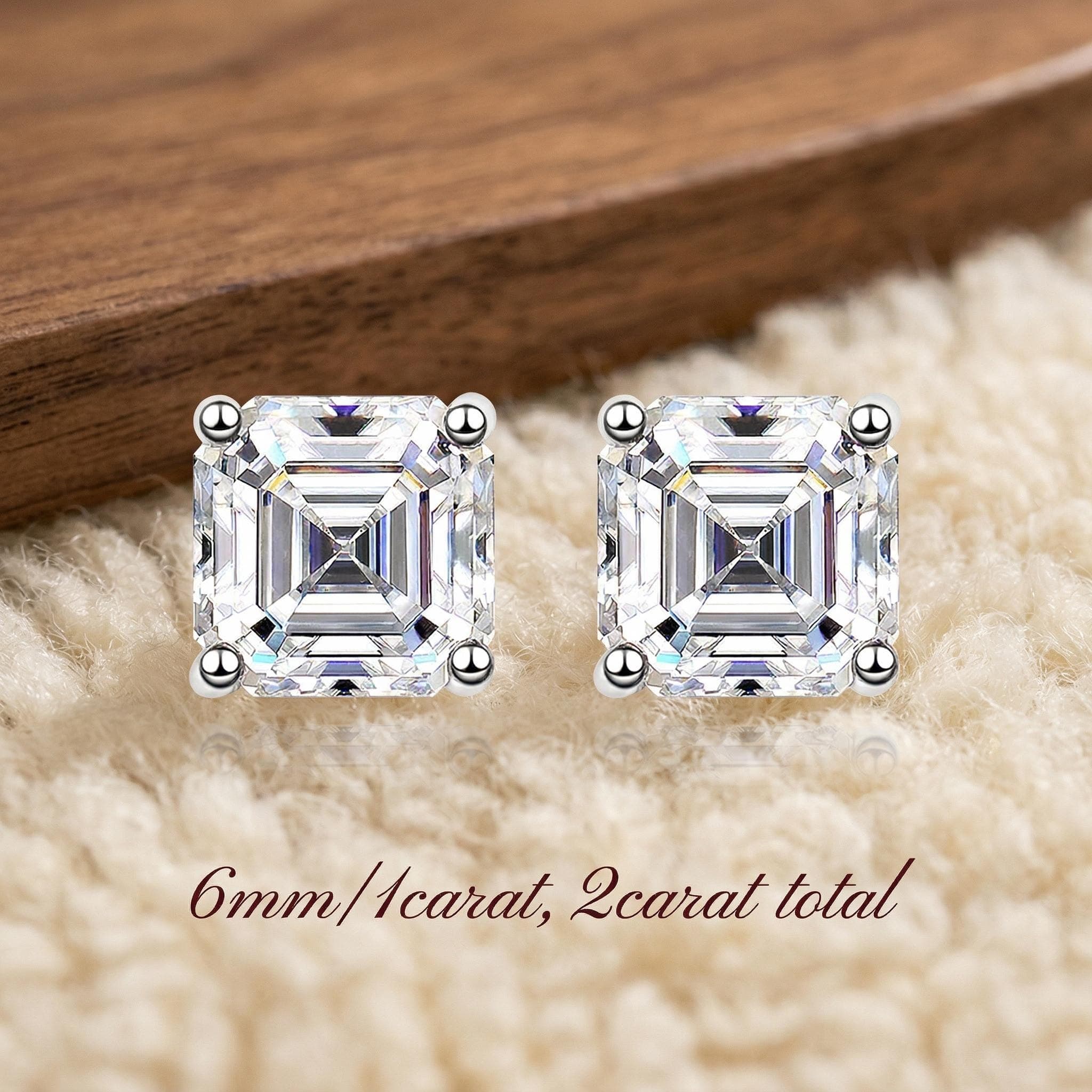 5.00ct Emerald Lab-Grown Diamond Stud Earrings in 14K Solid Gold 6
