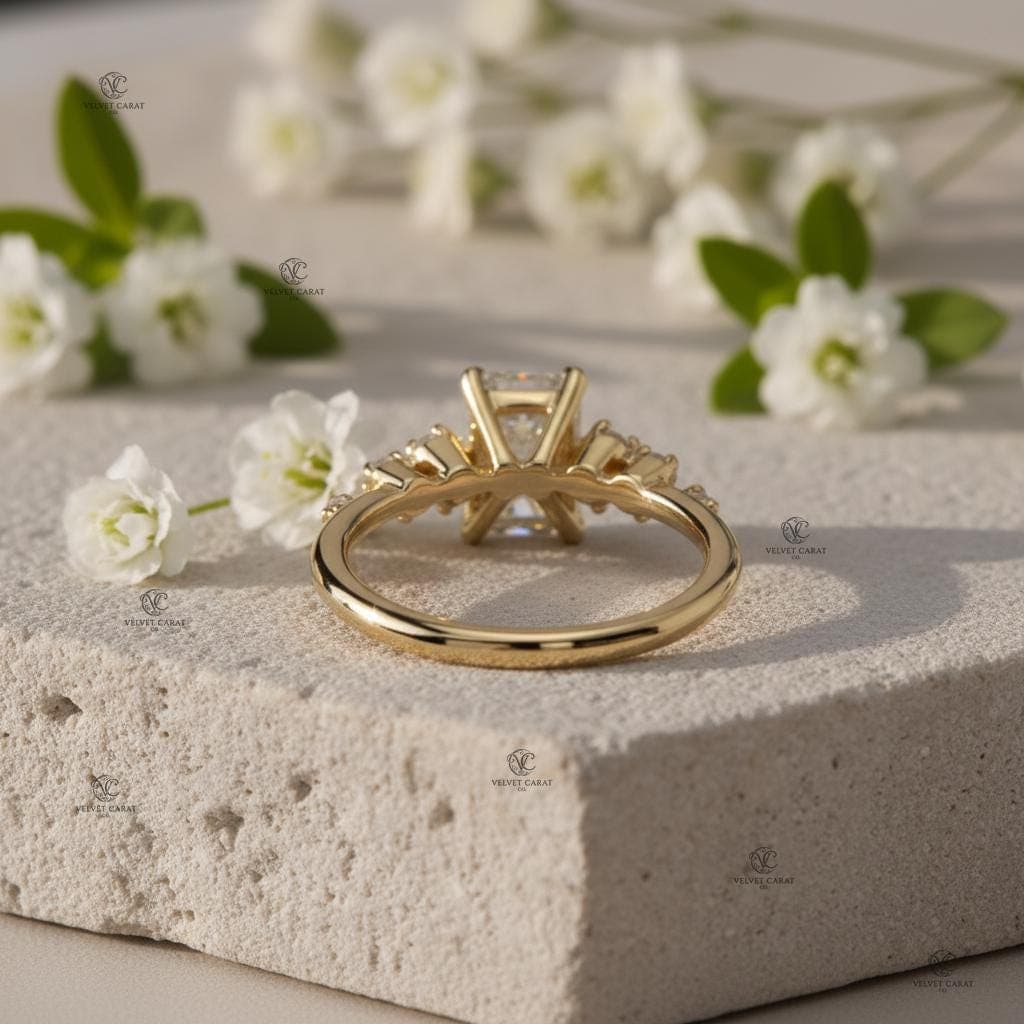 Radiant Moissanite Pavé Engagement Ring in 14K Solid Gold 4