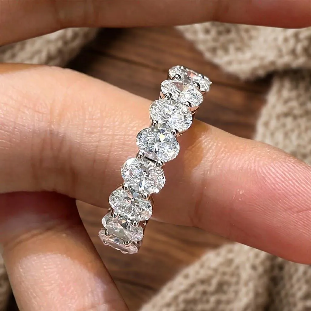 Oval Lab-Grown Diamond Eternity Band in 14K Solid White Gold — Lab Grown Diamond jewellery by VelvetCarat Co