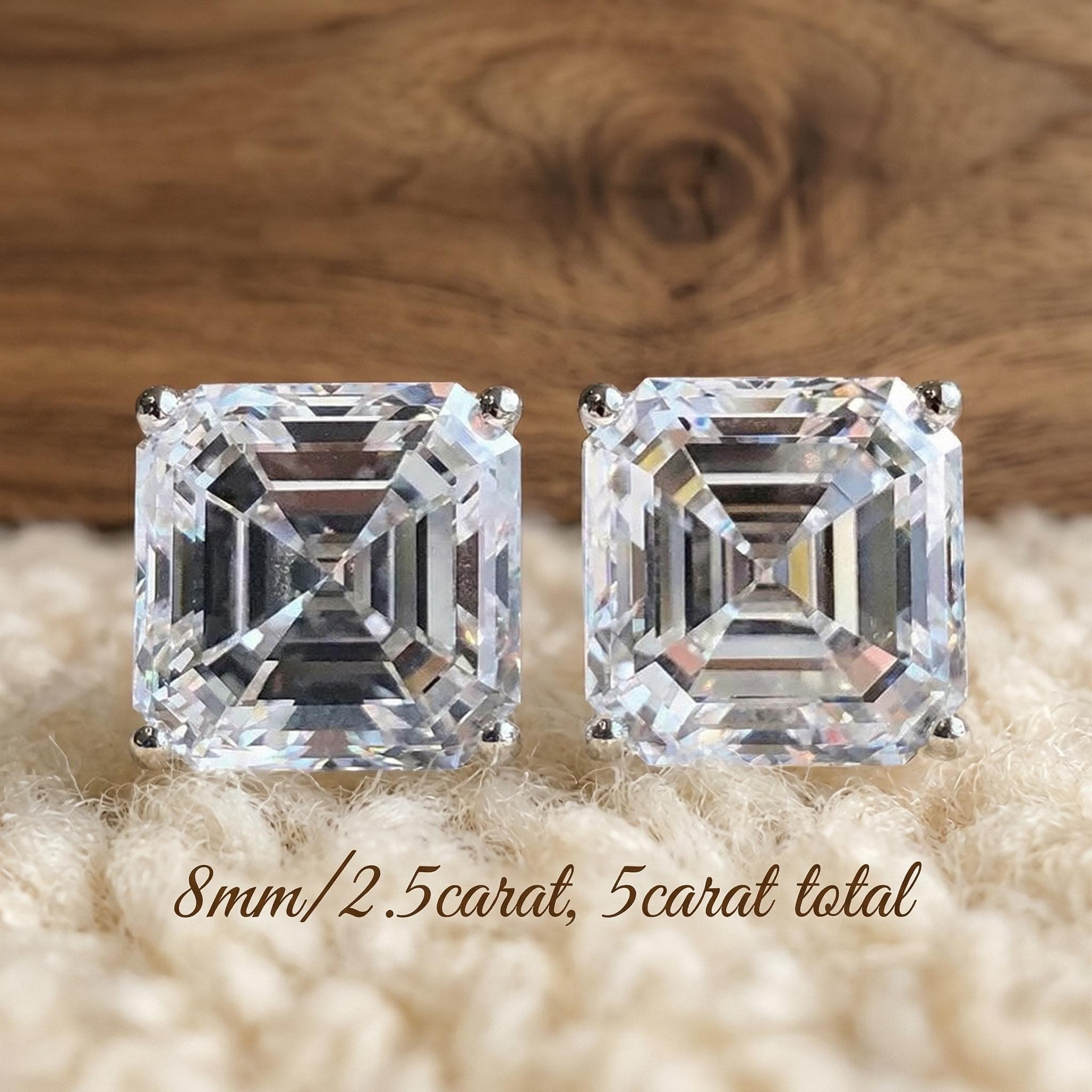 5.00ct Emerald Lab-Grown Diamond Stud Earrings in 14K Solid Gold 4