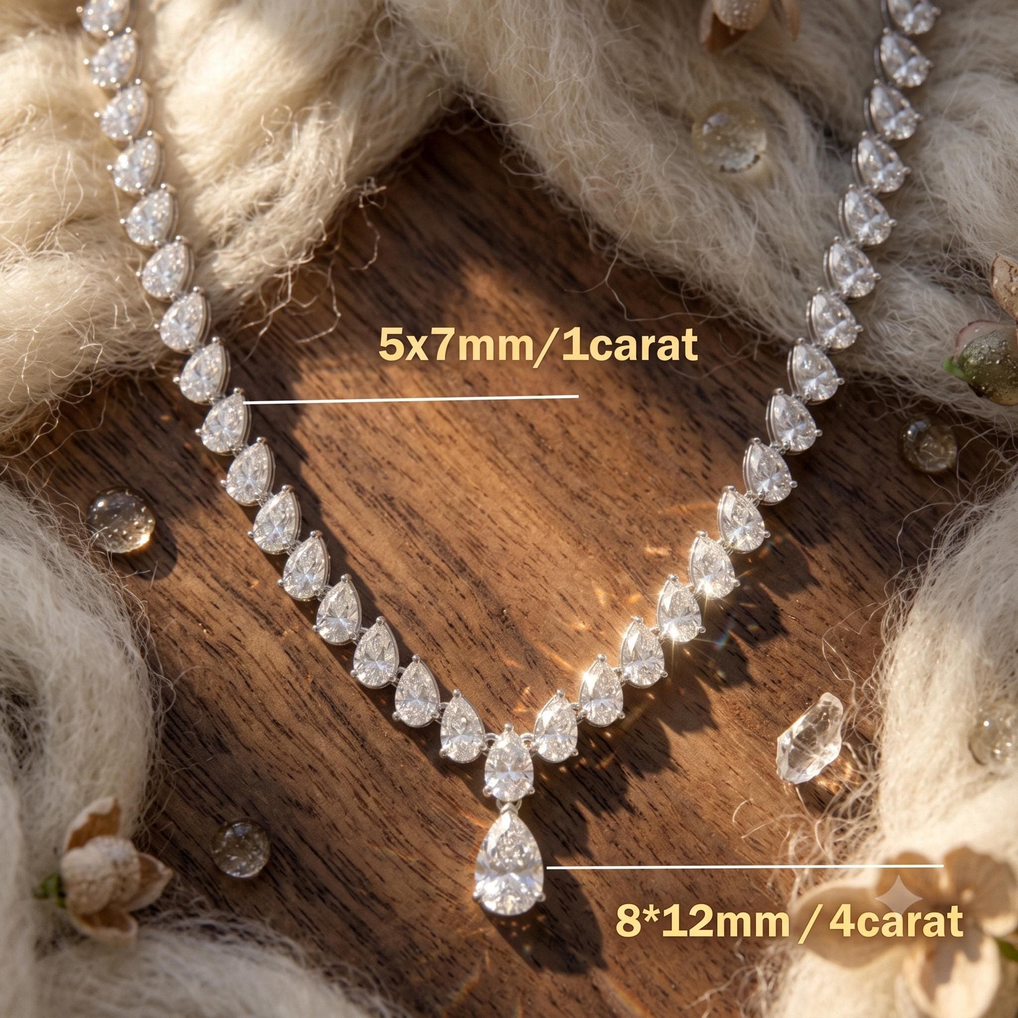 Luxury Waterdrop Pear Cut Moissanite Tennis Necklace, 14K Solid Gold Drop Pendant Tennis Chain, Teardrop Bridal Statement Necklace 4