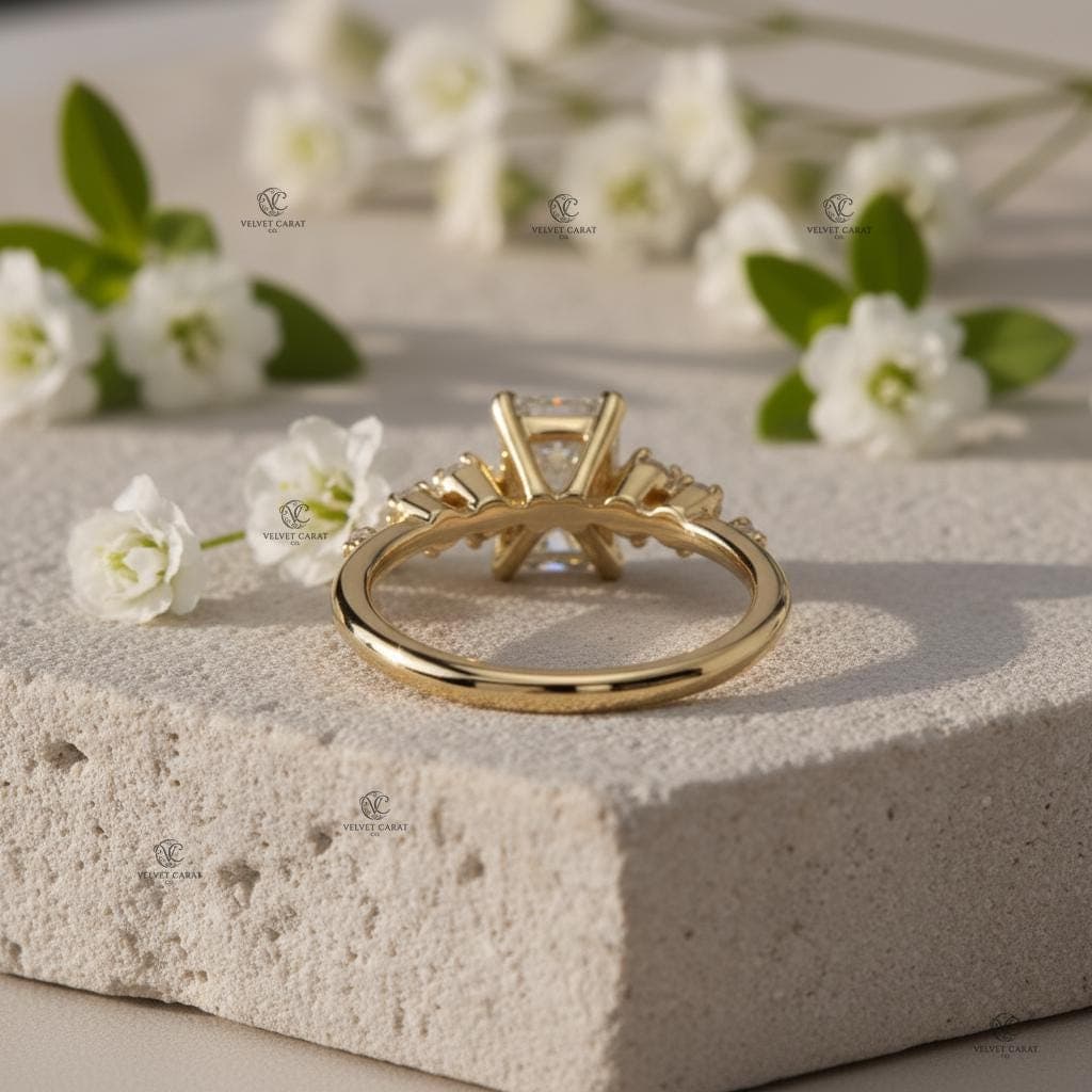 Radiant Moissanite Pavé Engagement Ring in 14K Solid Gold 7