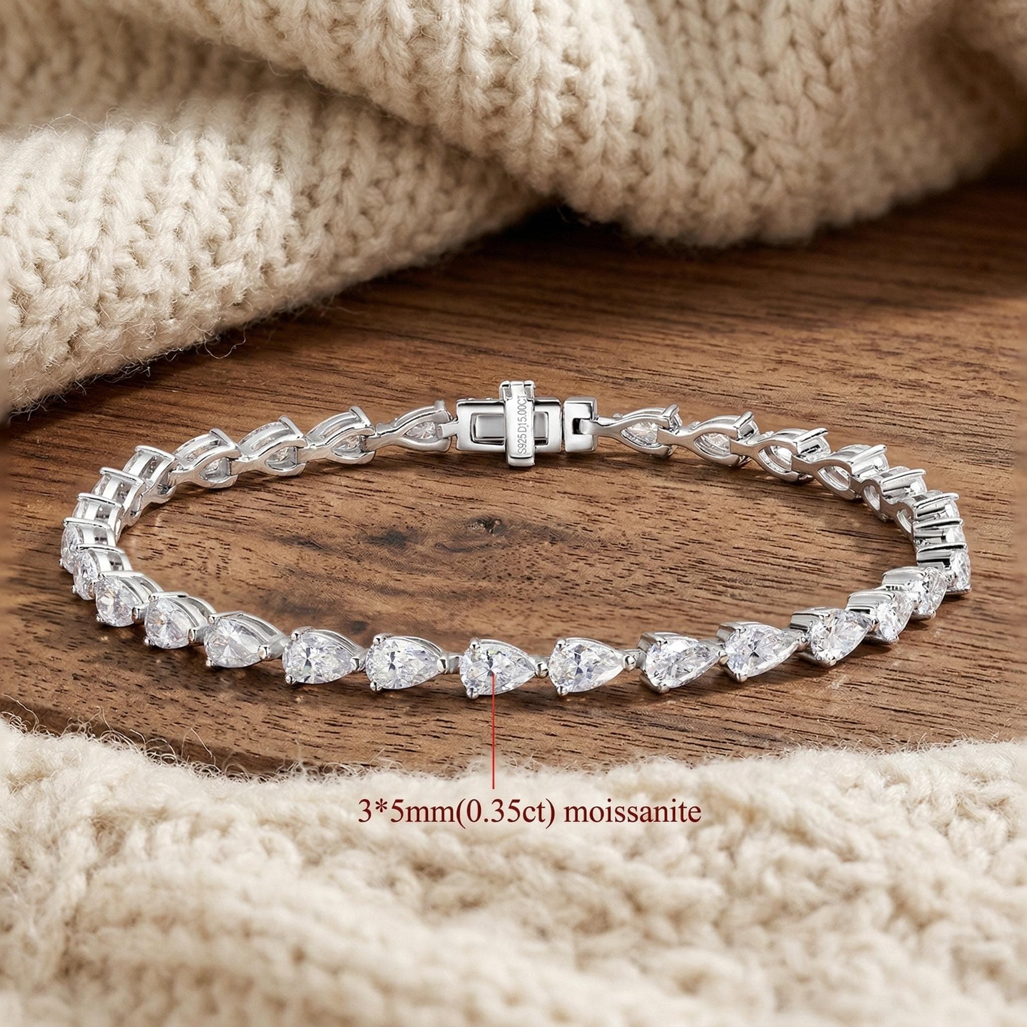 Pear Moissanite Tennis Bracelet in 14K Solid Gold