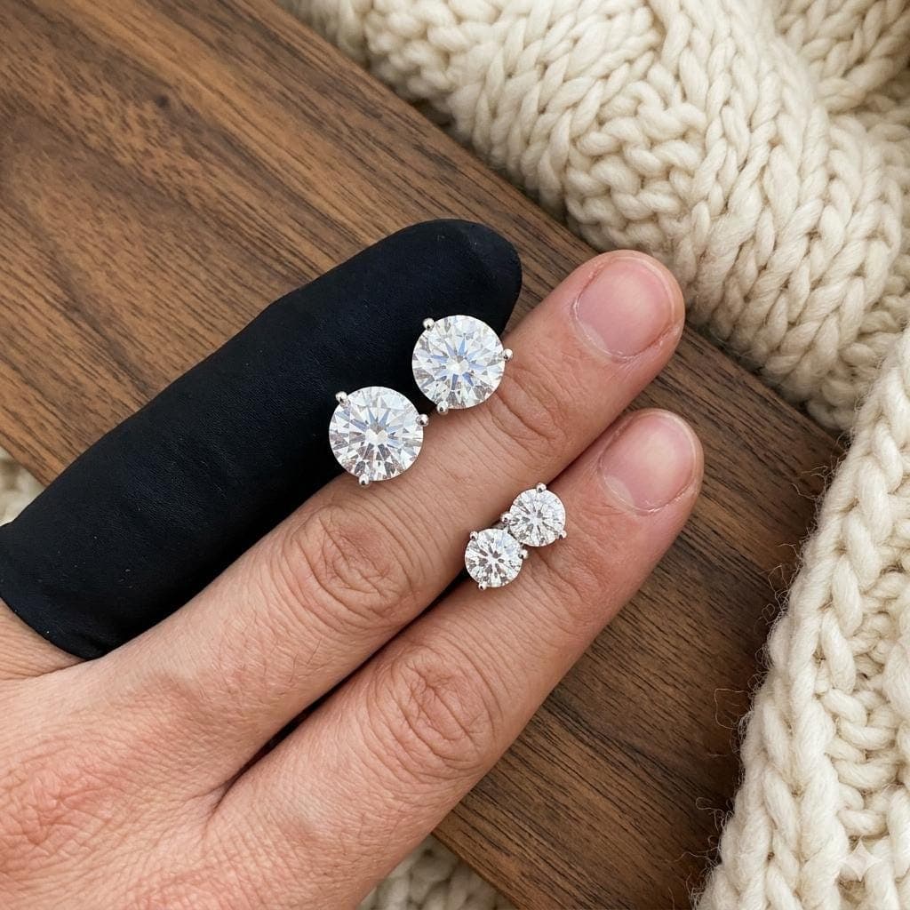Round Brilliant Lab-Grown Diamond Solitaire Stud Earrings in 14K… 9