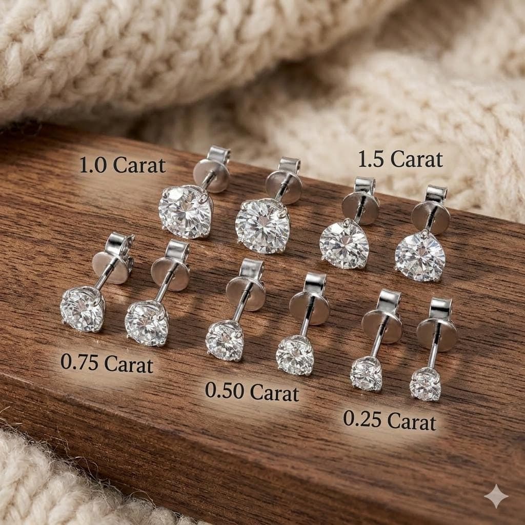 Round Brilliant Lab-Grown Diamond Solitaire Stud Earrings in 14K… 7