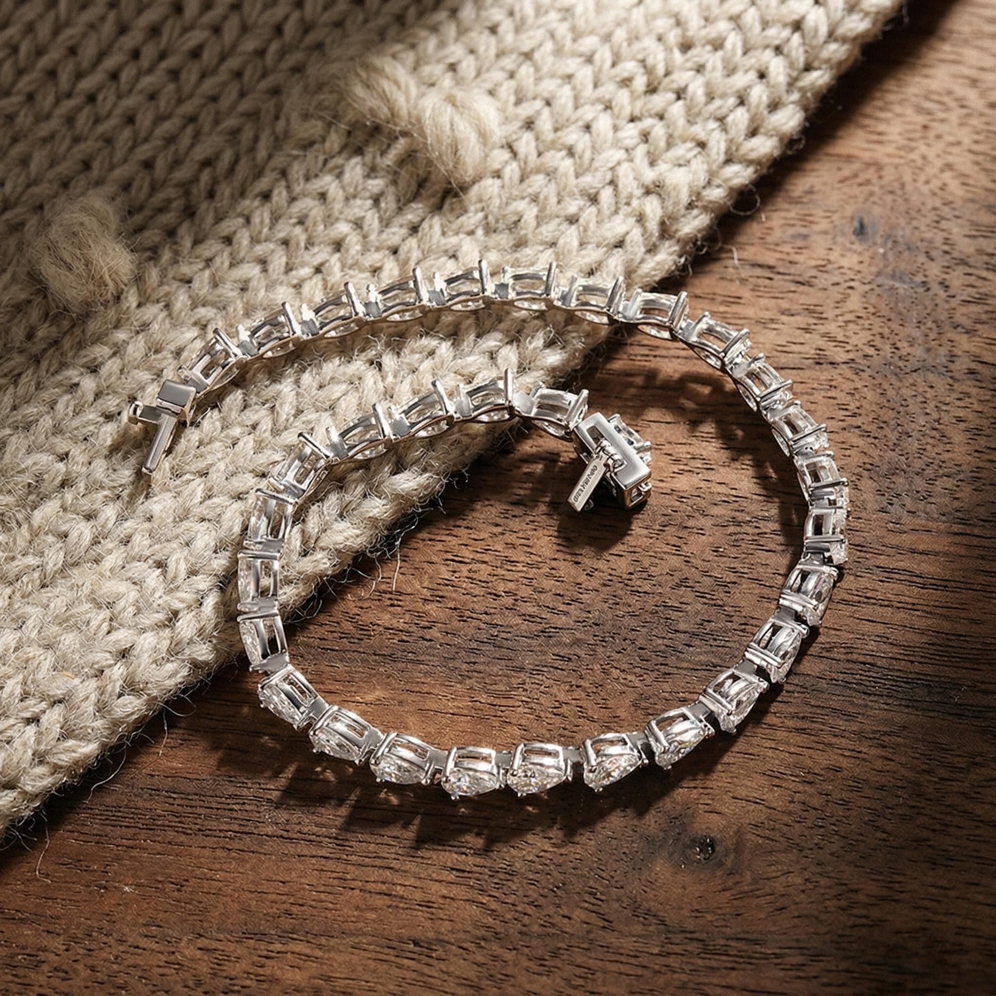 Pear Moissanite Tennis Bracelet in 14K Solid Gold 7