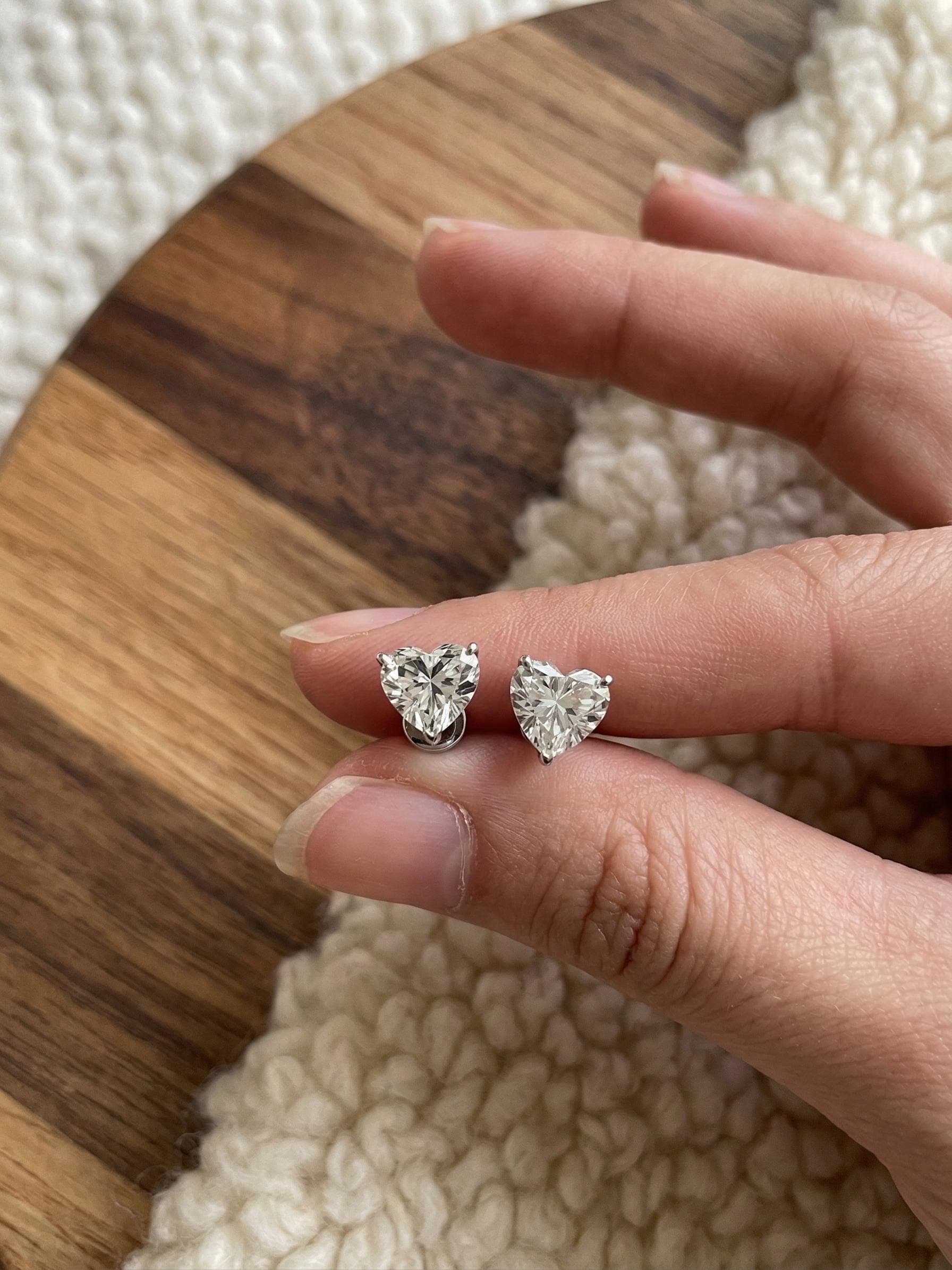 2.00ct Heart-Shaped Lab-Grown Diamond Stud Earrings in 14K Solid Gold 3