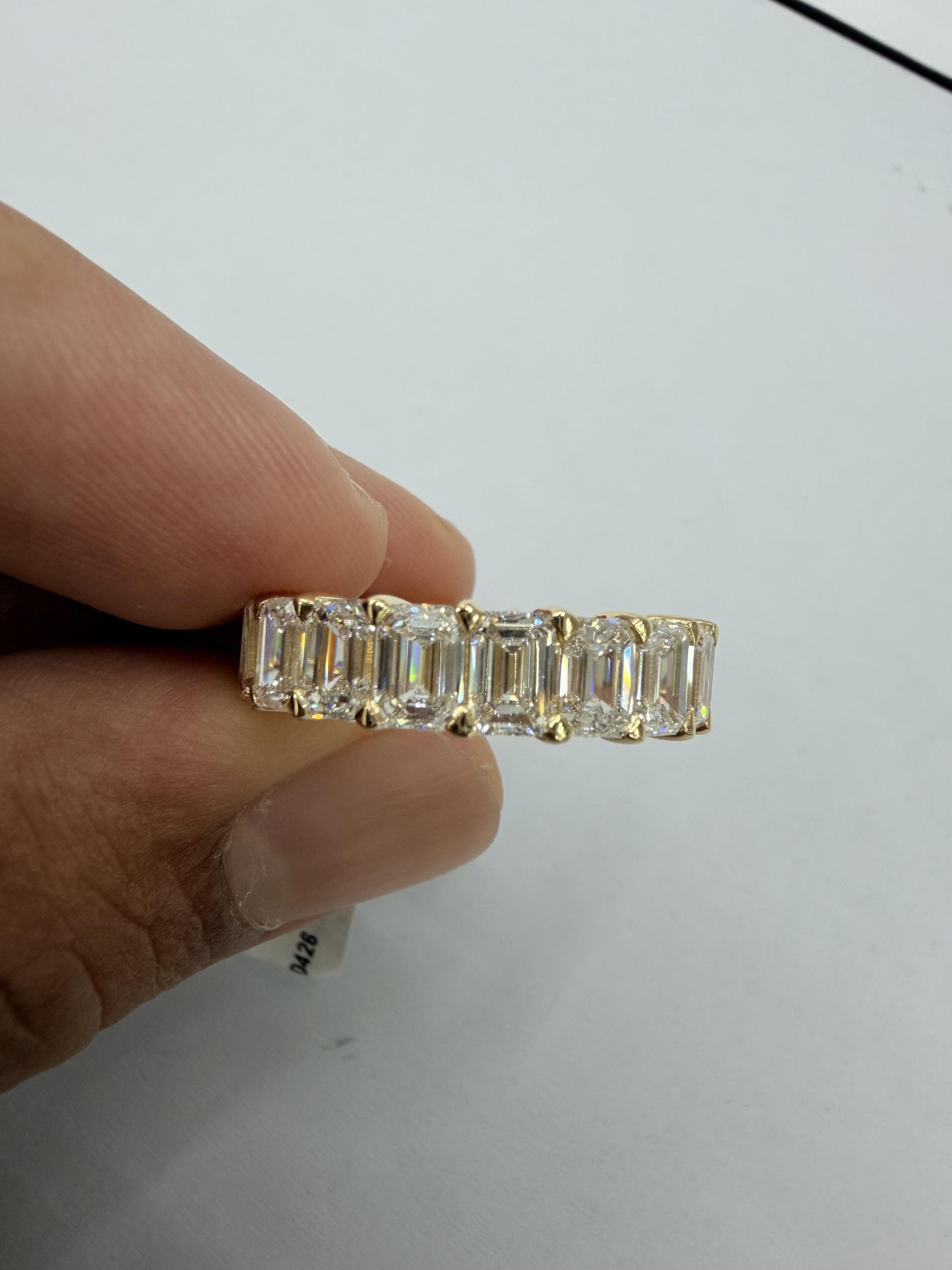 14K Solid Gold Emerald Eternity Band, Lab Grown Diamond Emerald Cut Band, Shared Prong Stacking Wedding Ring, Modern Fine Jewelry Gift 1