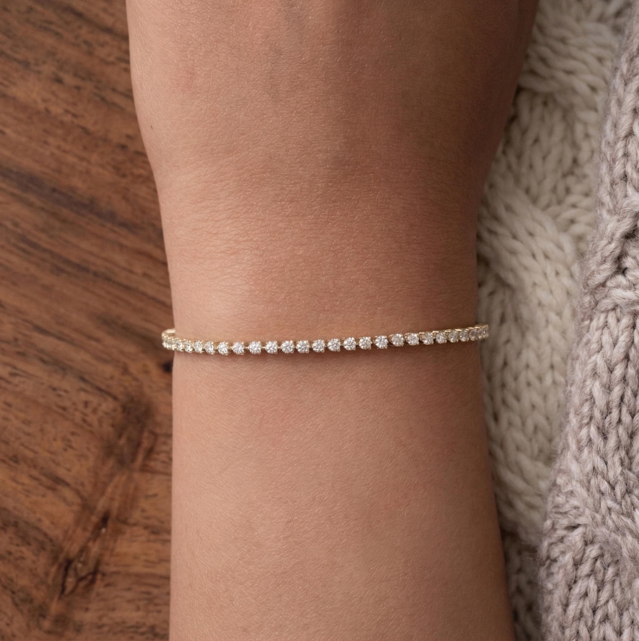 Round Brilliant Lab-Grown Diamond Tennis Bracelet in 14K Solid Gold