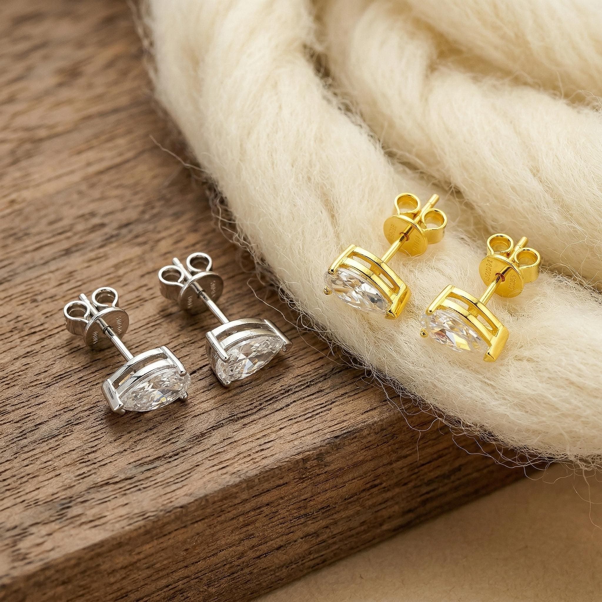 4ct Pear Lab-Grown Diamond Stud Earrings in 14K Solid Gold 6
