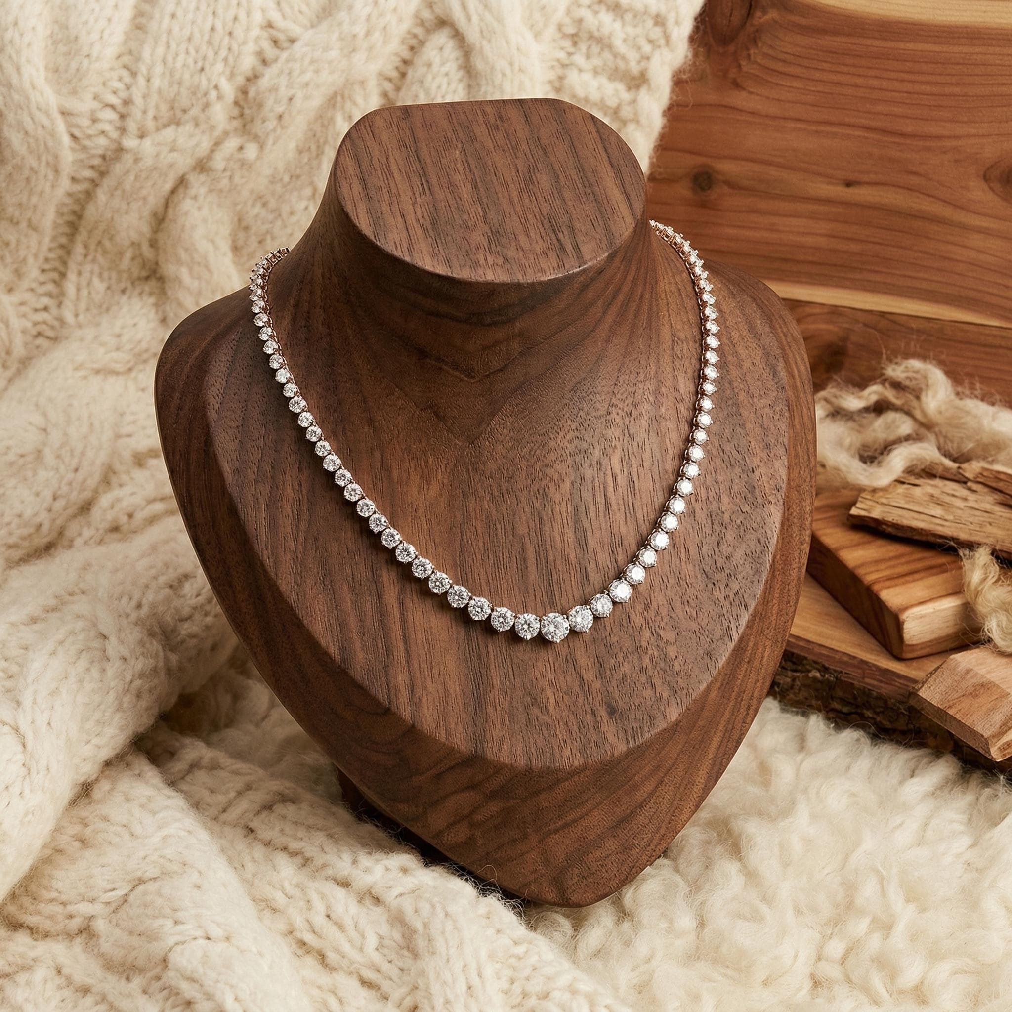 5ct Lab-Grown Diamond Tennis Necklace in 14K Solid Gold