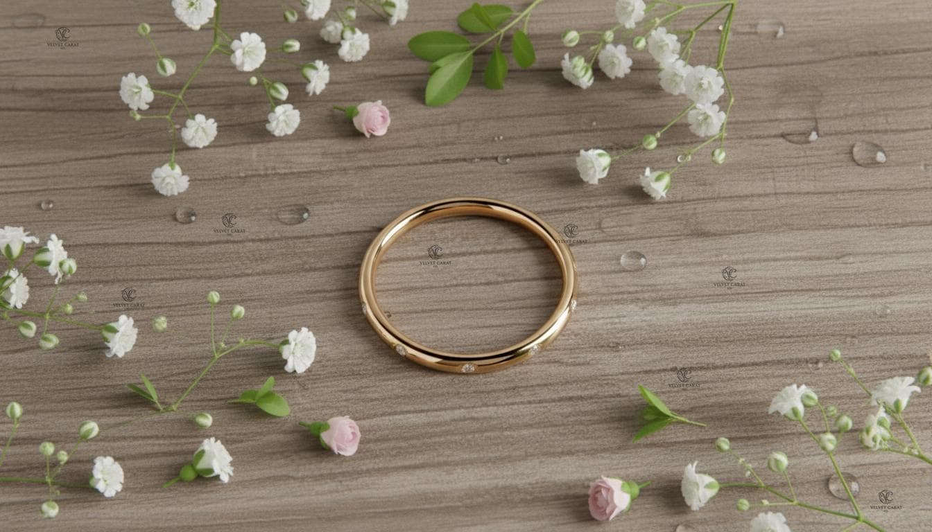 Round Brilliant Moissanite Flush Engagement Ring in 14K Solid Gold 4