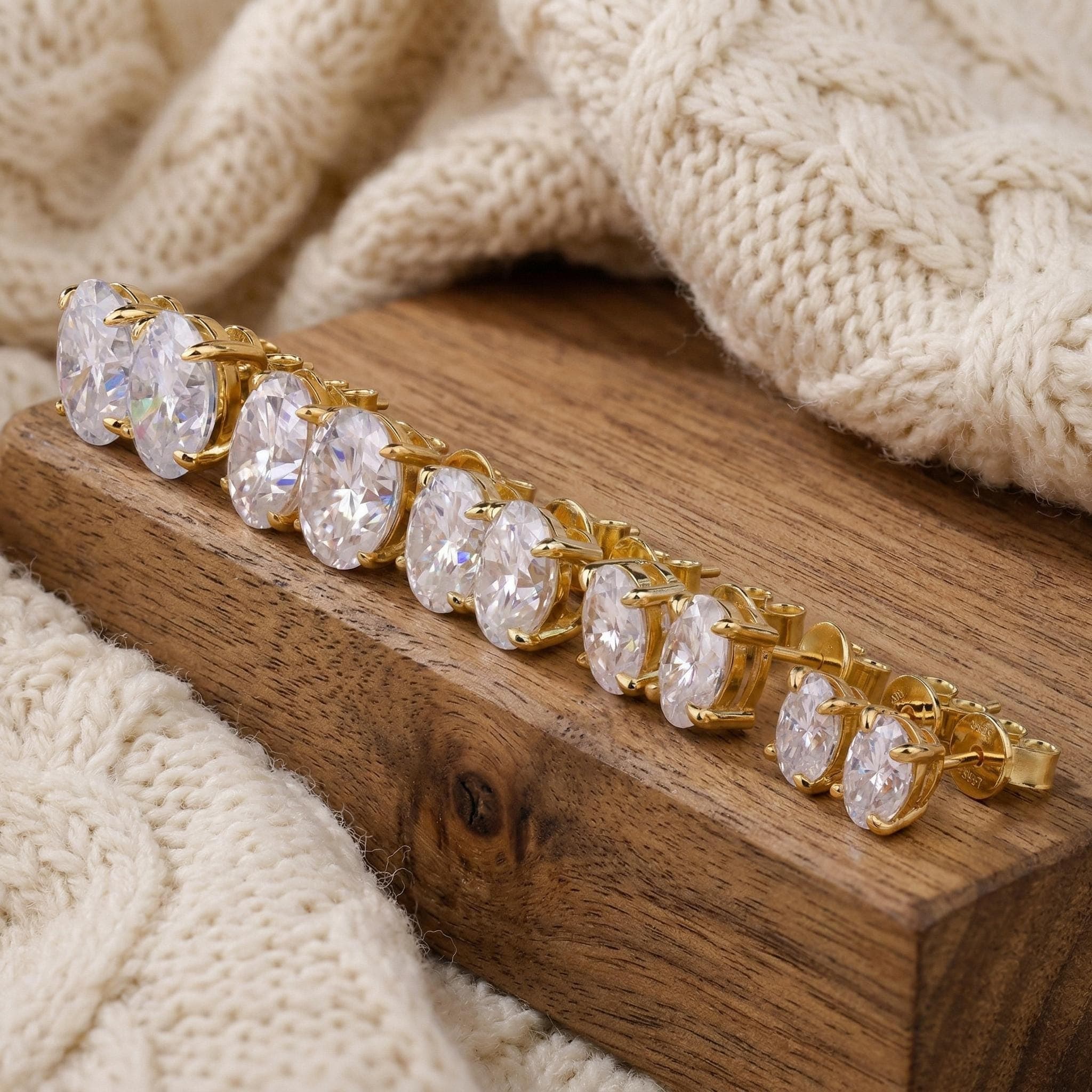 4ct Oval Lab-Grown Diamond Stud Earrings in 14K Solid Gold 6