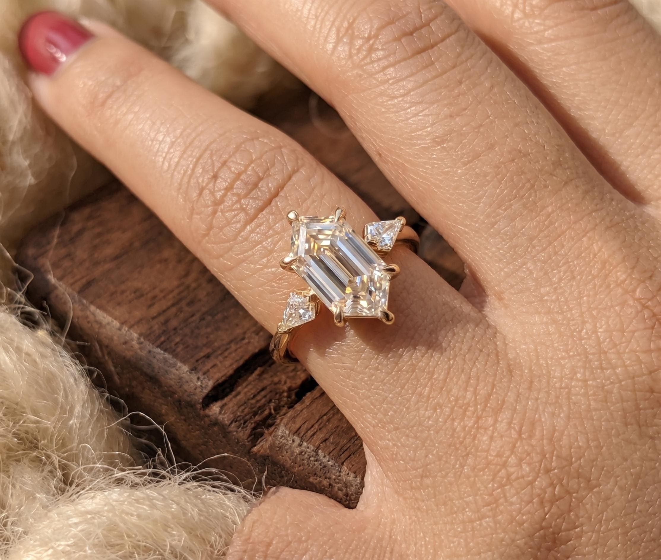 Marquise Moissanite Engagement Ring in 14K Solid Gold 9