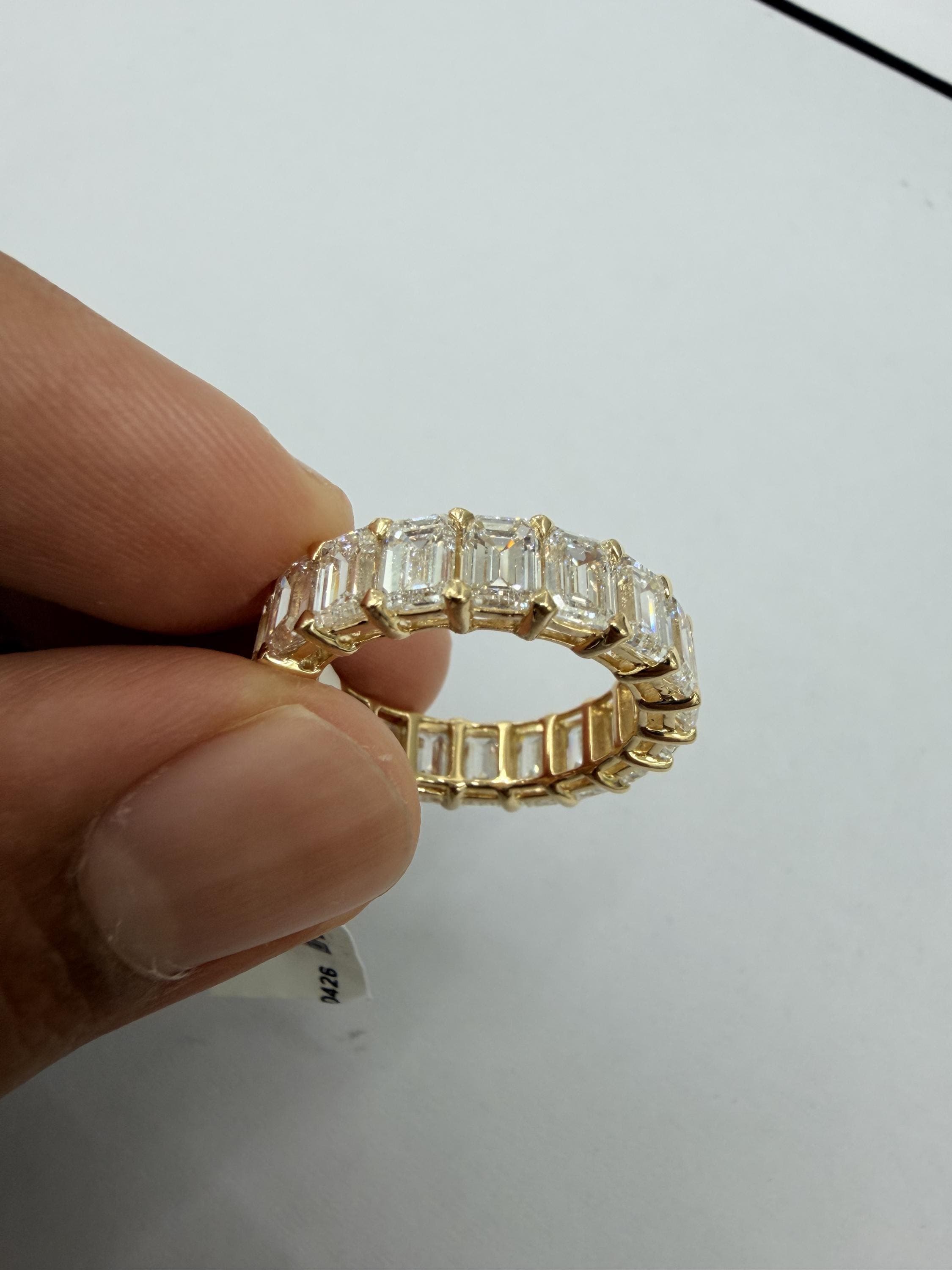 14K Solid Gold Emerald Eternity Band, Lab Grown Diamond Emerald Cut Band, Shared Prong Stacking Wedding Ring, Modern Fine Jewelry Gift 3