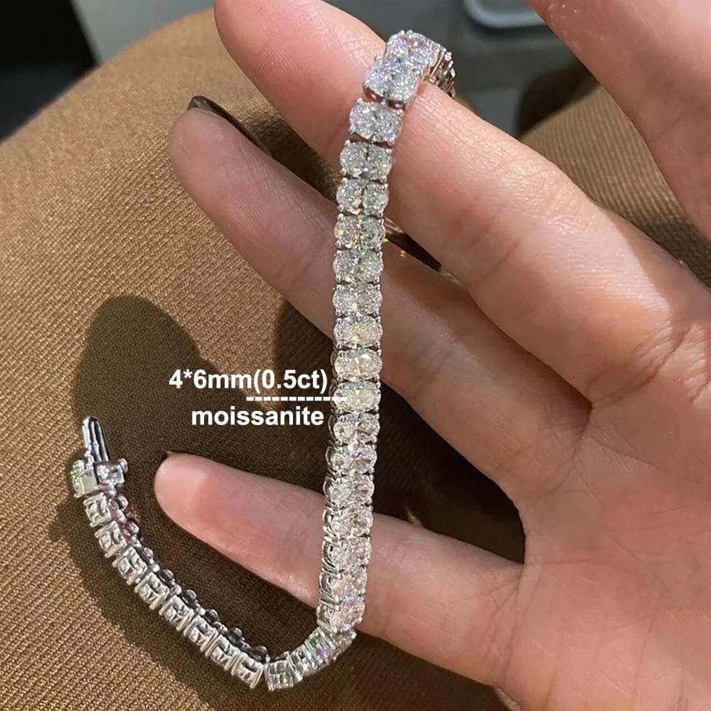 Oval Moissanite Tennis Bracelet in 14K Solid Gold 4