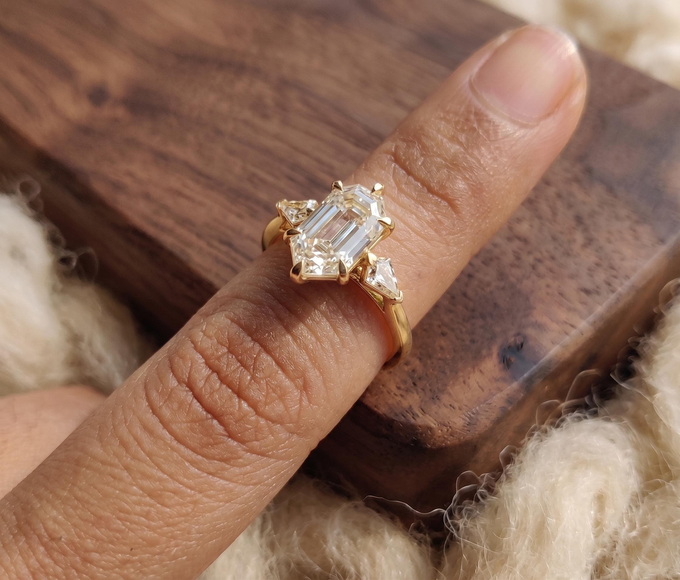 Marquise Moissanite Engagement Ring in 14K Solid Gold 10